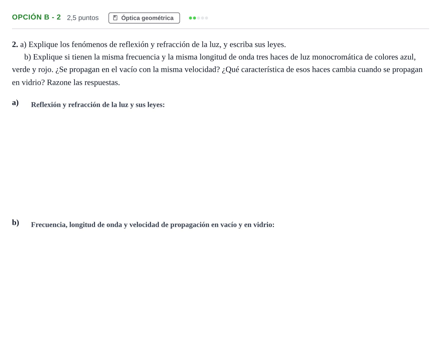 Enunciado: Opción B - 2 · Física PAU Andalucía Ordinaria Reserva B 2013