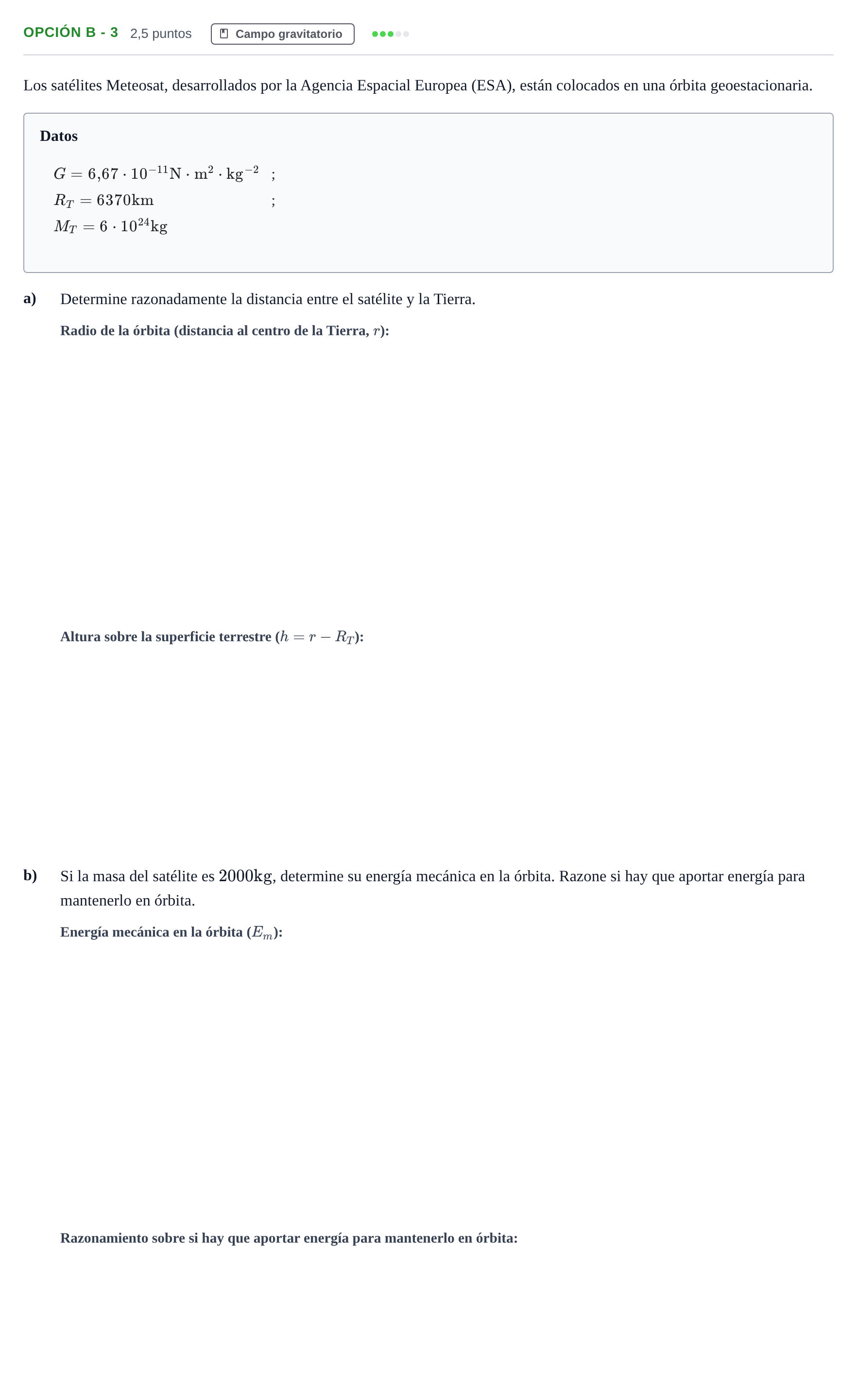 Enunciado: Opción B - 3 · Física PAU Andalucía Ordinaria Reserva B 2013