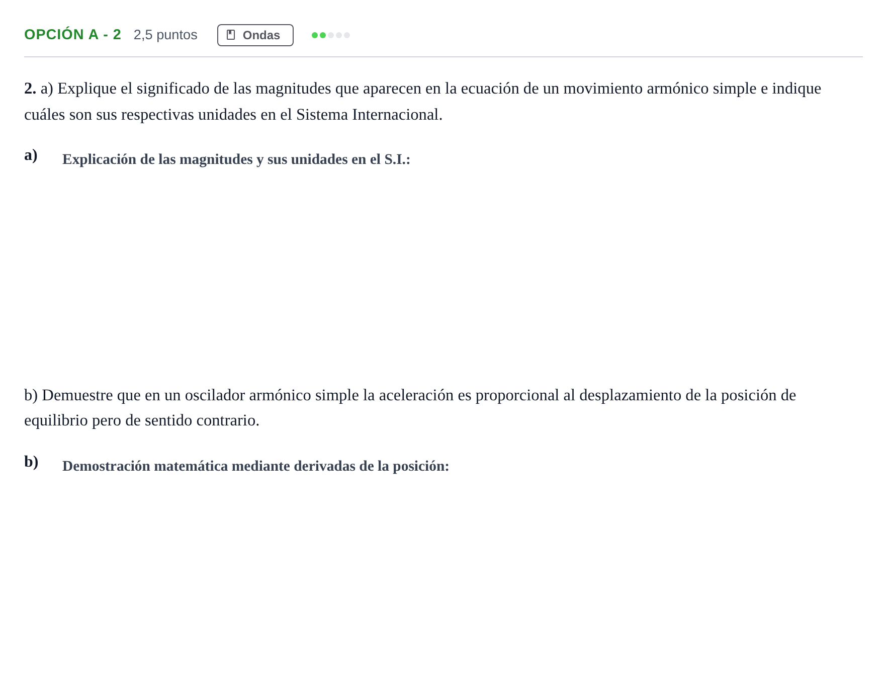 Enunciado: Opción A - 2 · Física PAU Andalucía Ordinaria Titular 2013
