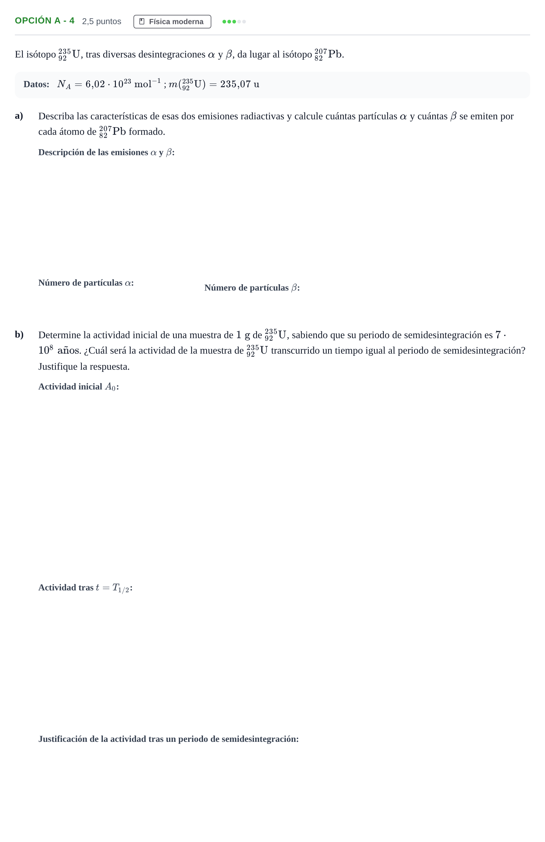 Enunciado: Opción A - 4 · Física PAU Andalucía Extraordinaria Reserva A 2013