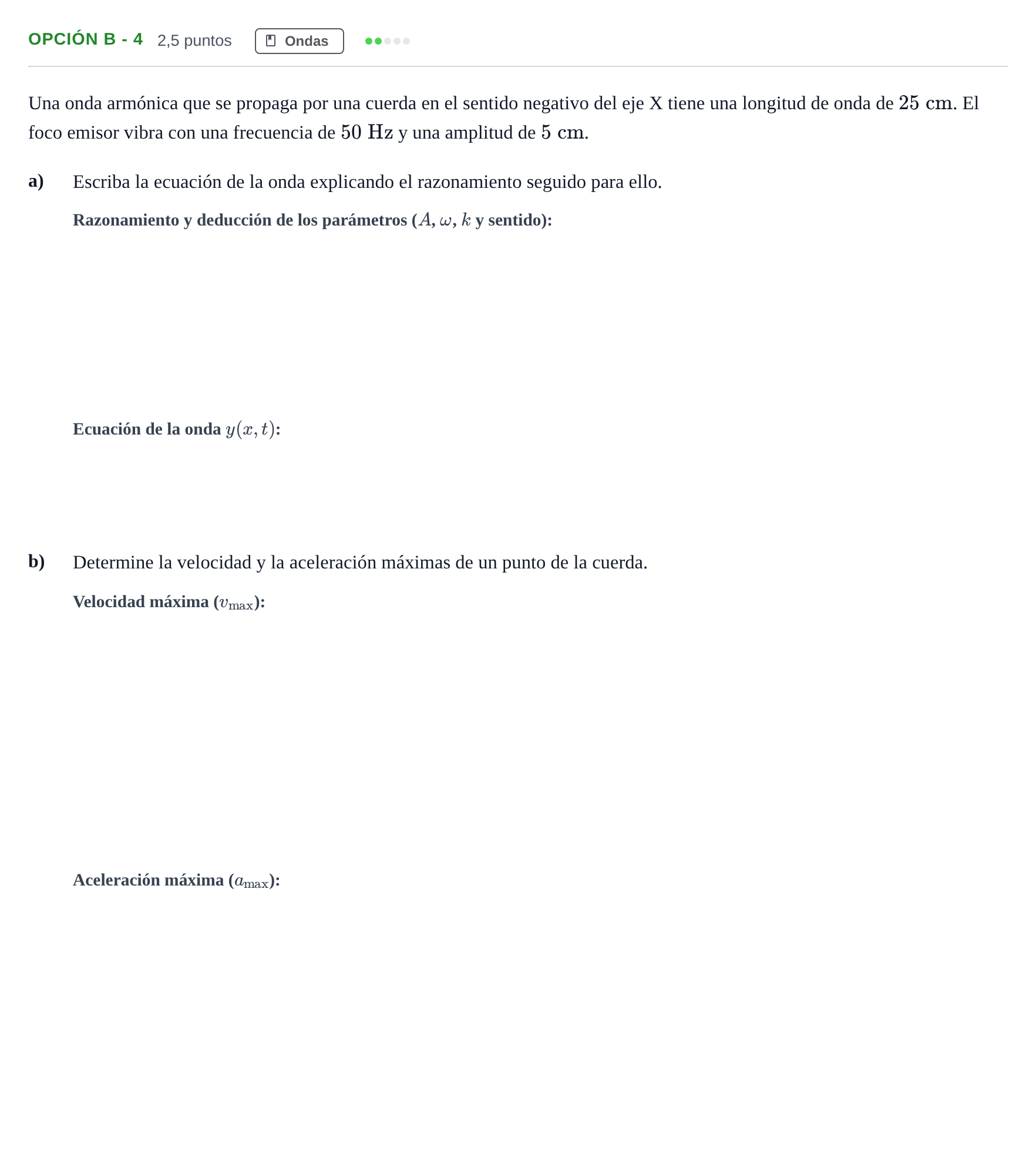 Enunciado: Opción B - 4 · Física PAU Andalucía Extraordinaria Reserva A 2013