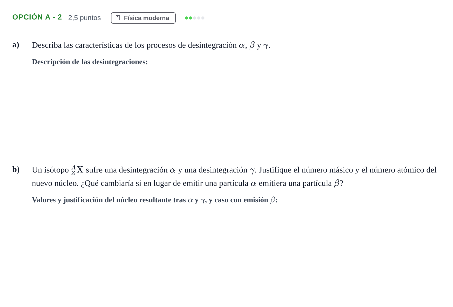 Enunciado: Opción A - 2 · Física PAU Andalucía Extraordinaria Reserva B 2013