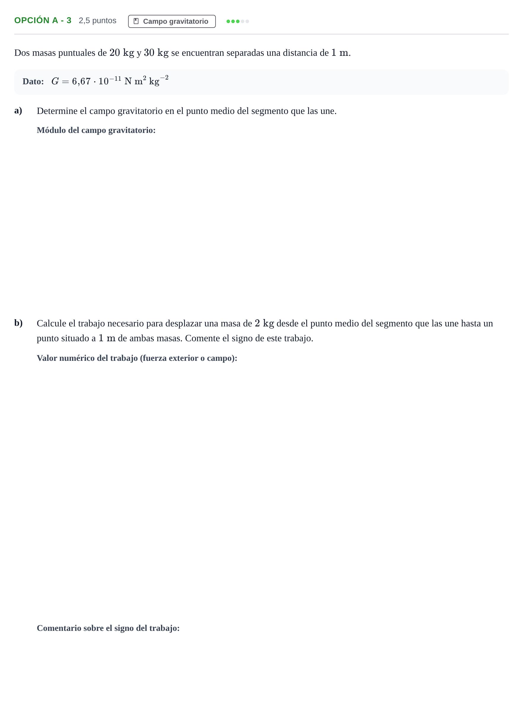 Enunciado: Opción A - 3 · Física PAU Andalucía Extraordinaria Reserva B 2013