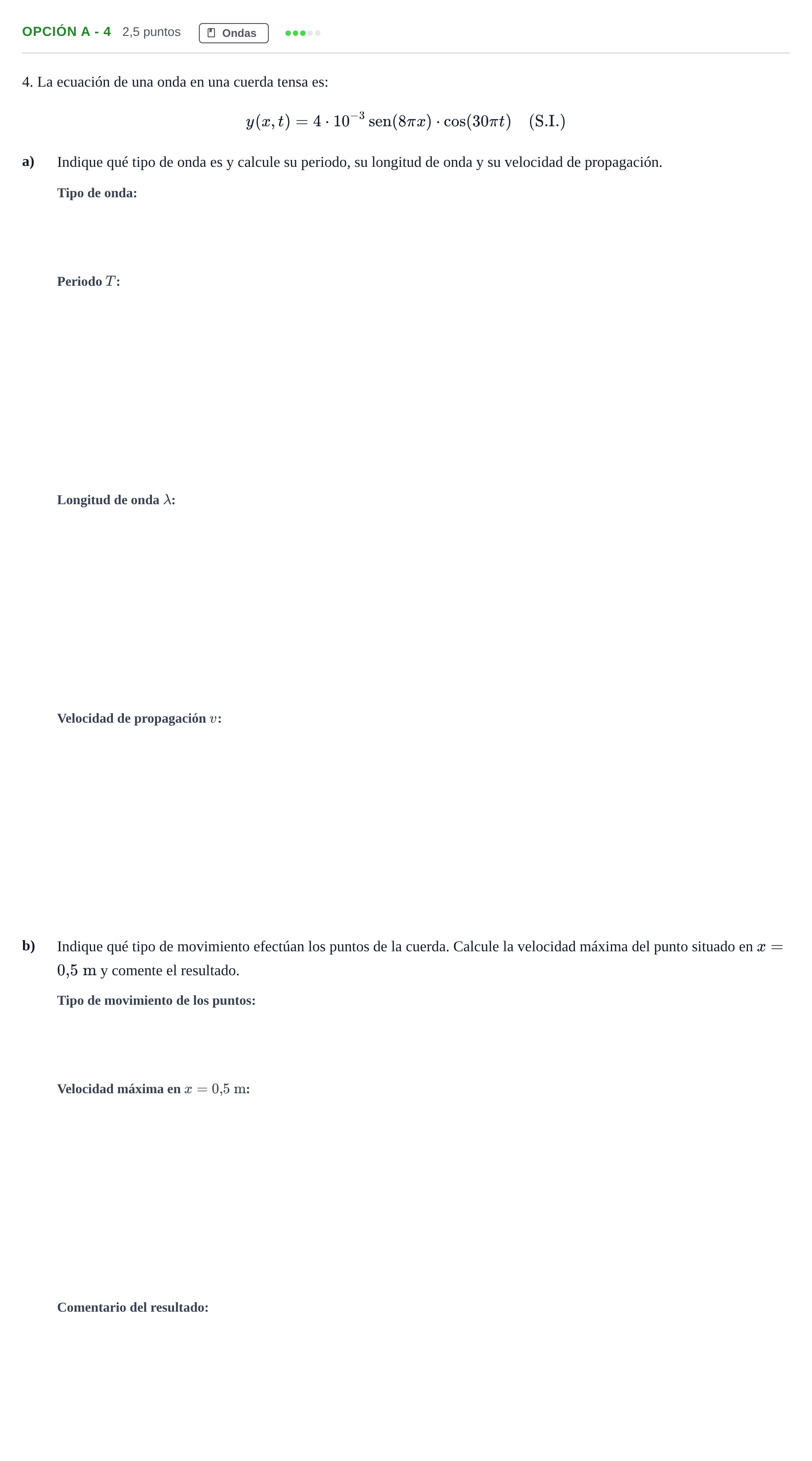 Enunciado: Opción A - 4 · Física PAU Andalucía Extraordinaria Reserva B 2013