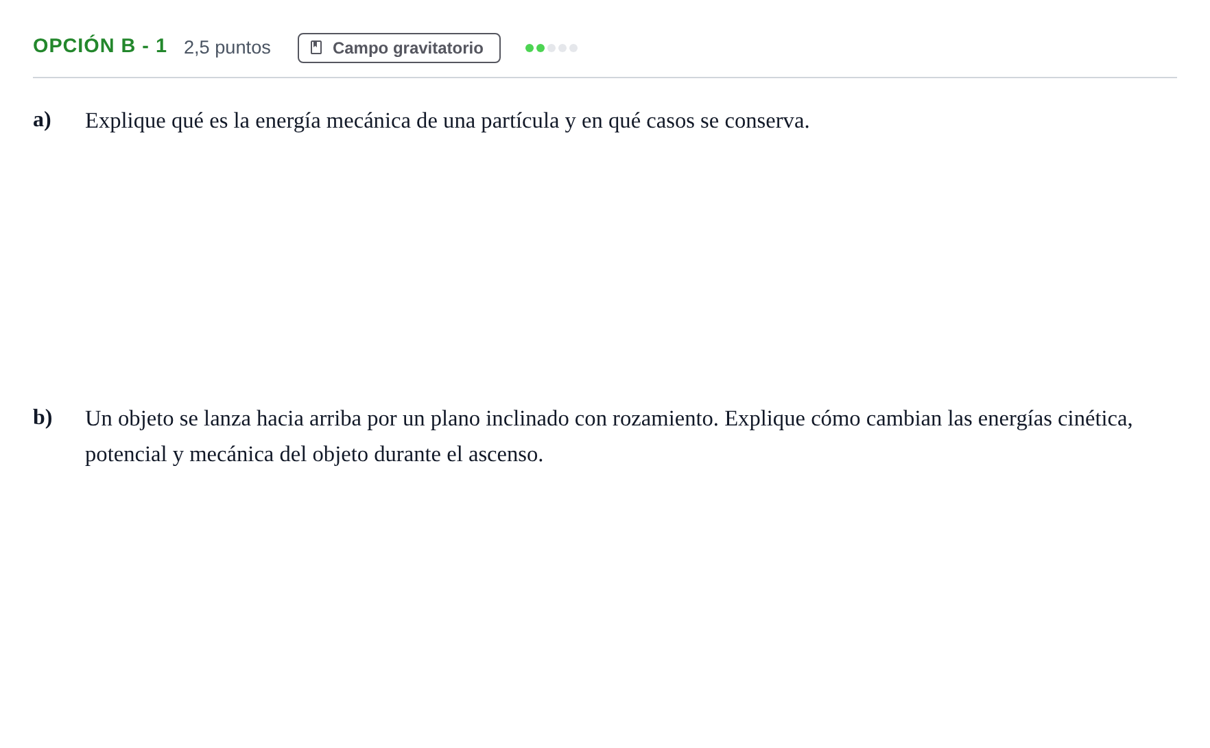 Enunciado: Opción B - 1 · Física PAU Andalucía Extraordinaria Reserva B 2013
