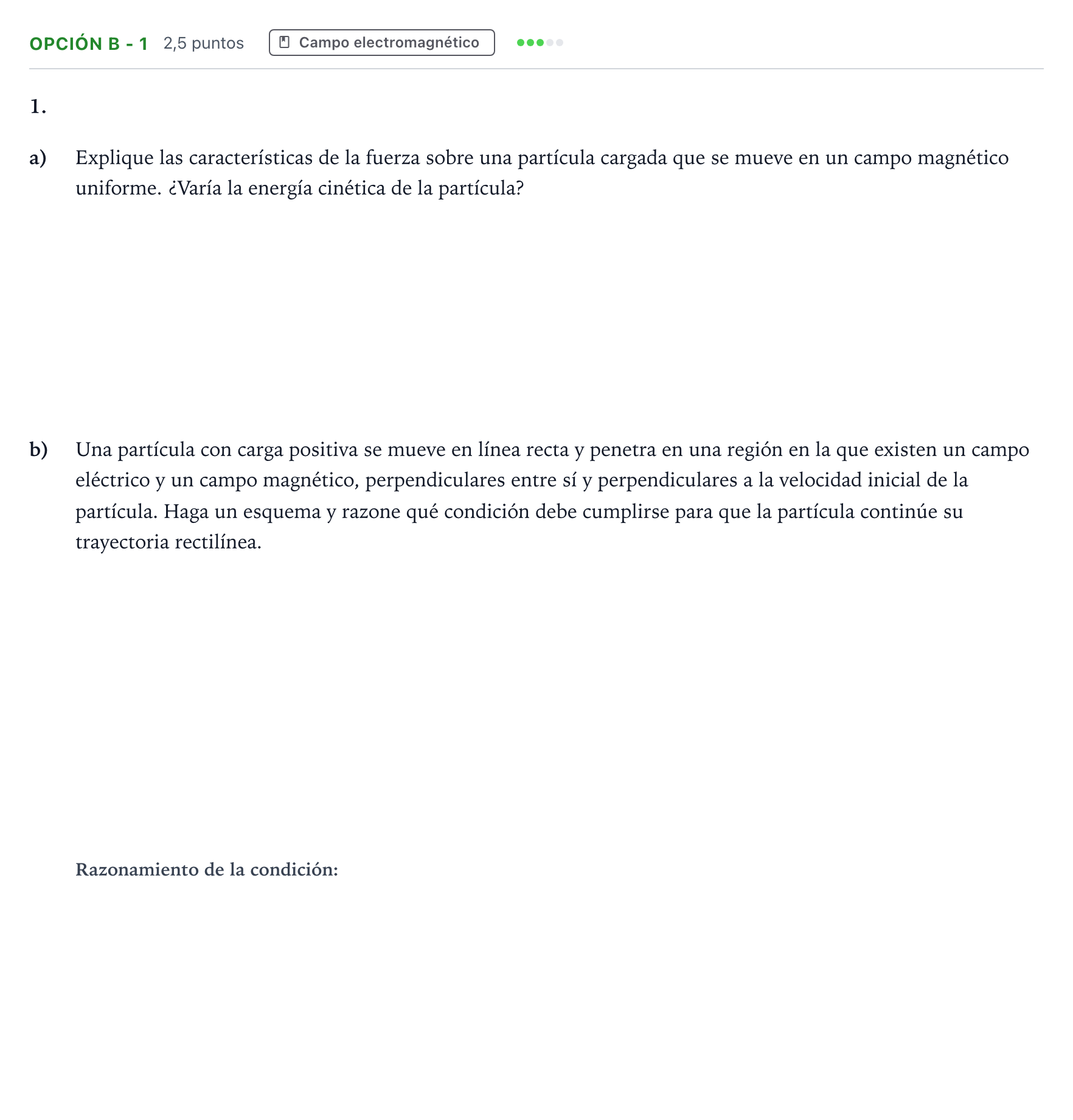 Enunciado: Opción B - 1 · Física PAU Andalucía Extraordinaria Titular 2013
