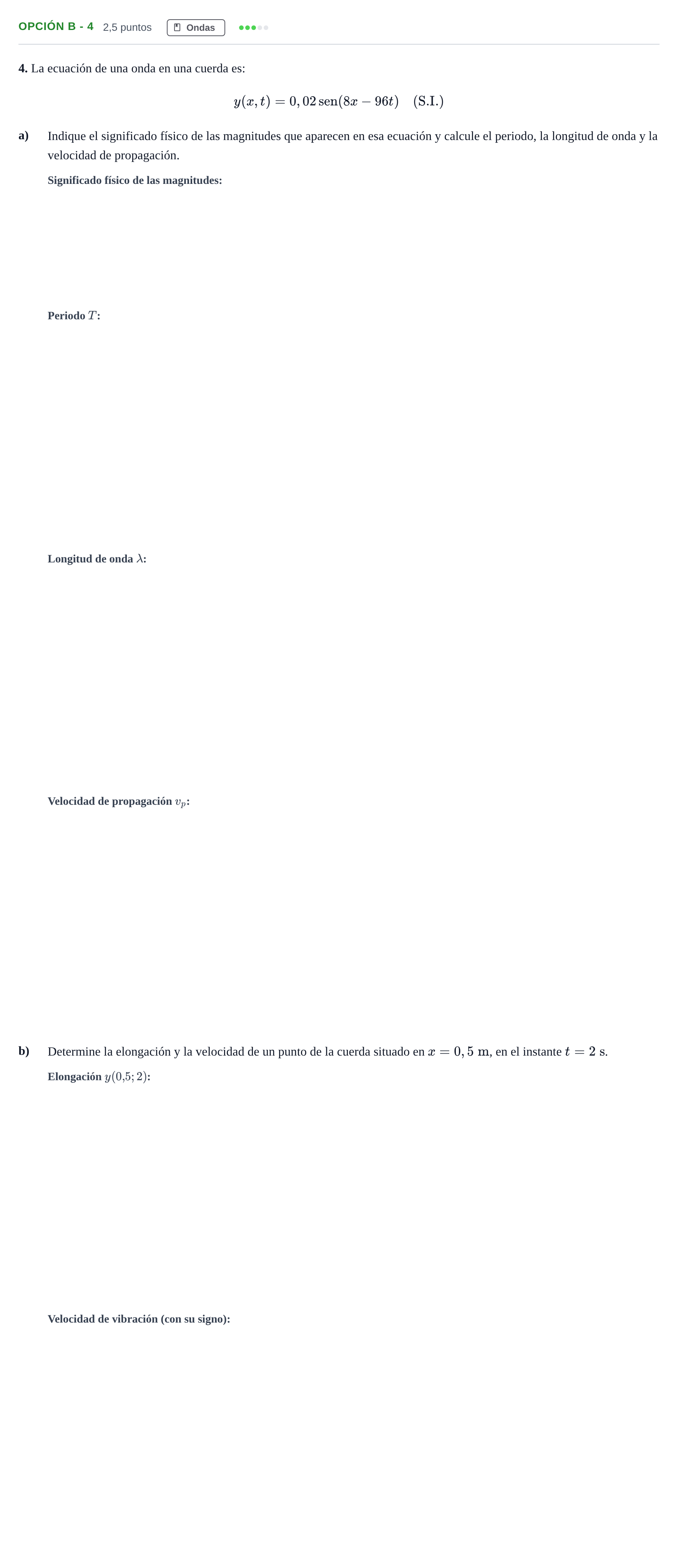 Enunciado: Opción B - 4 · Física PAU Andalucía Extraordinaria Titular 2013