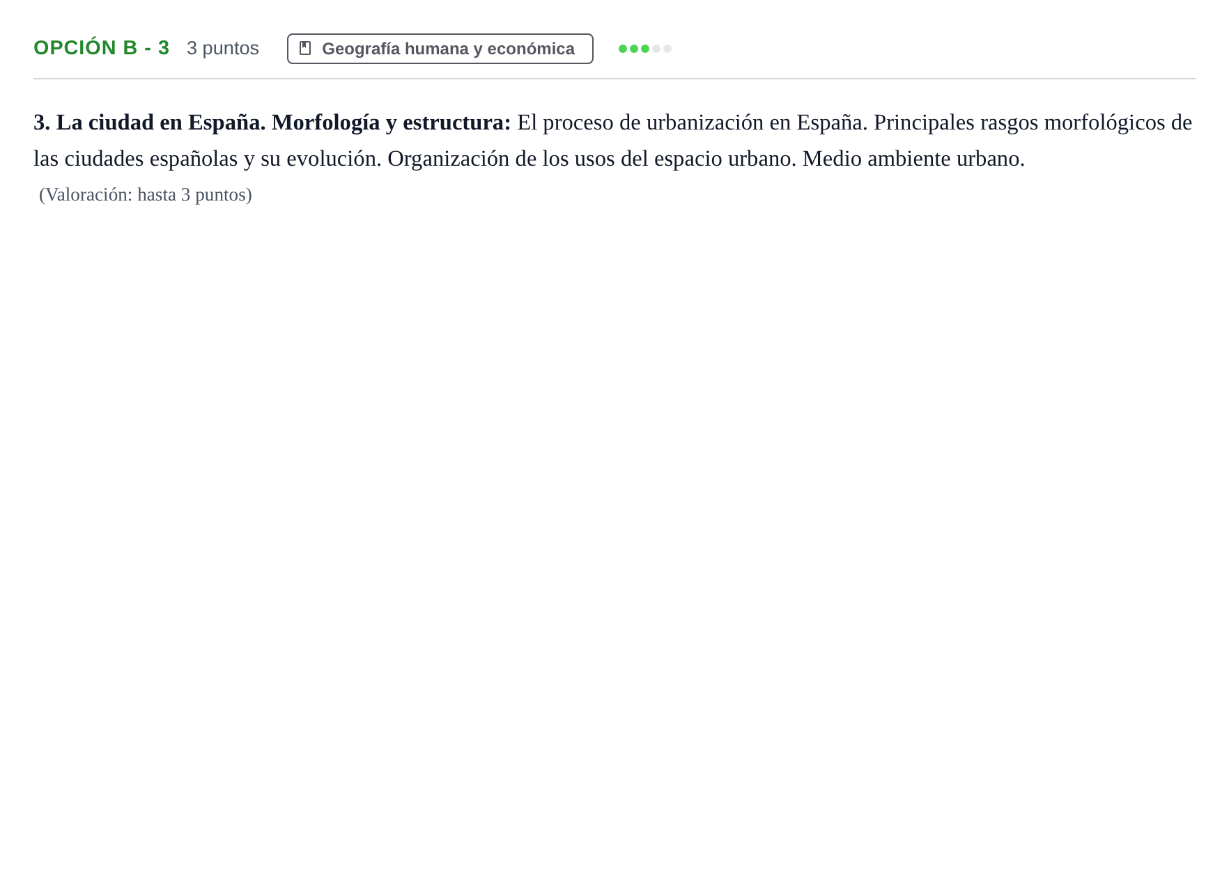 Enunciado: Opción B - 3 · Geografía PAU Andalucía Ordinaria Reserva B 2013