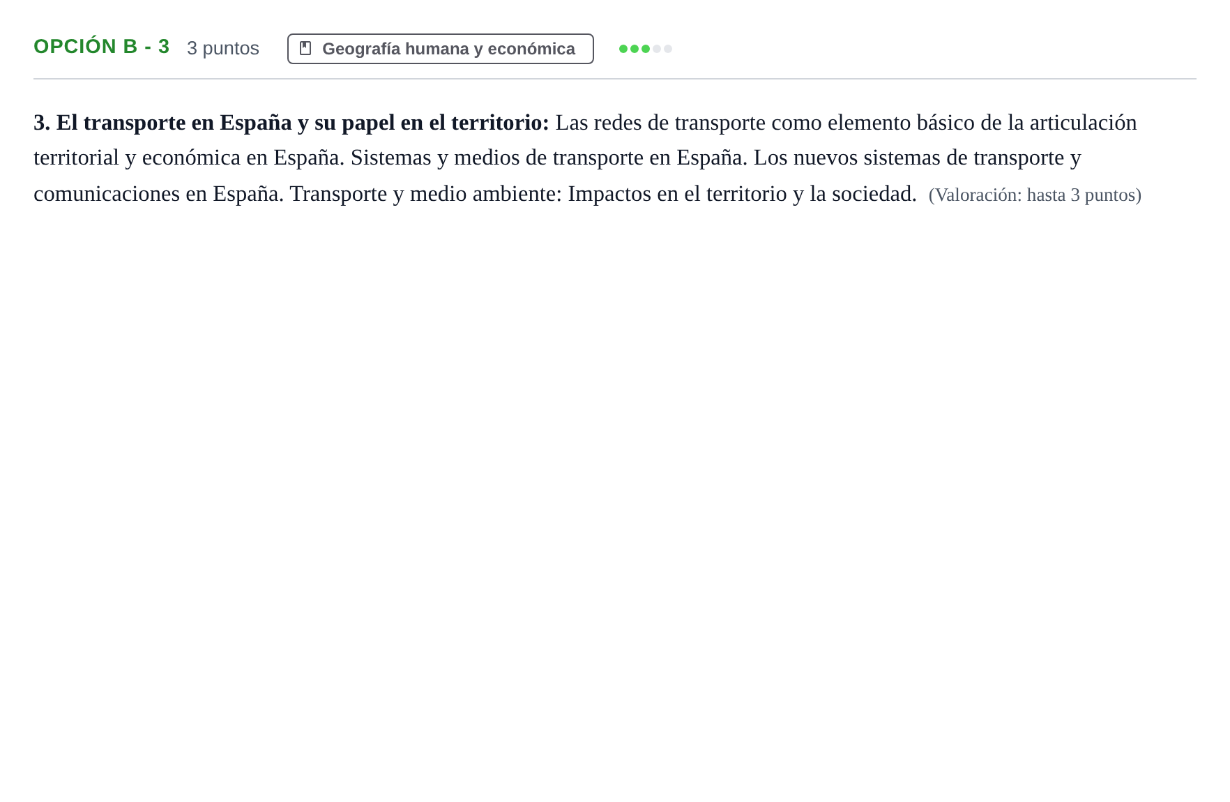 Enunciado: Opción B - 3 · Geografía PAU Andalucía Extraordinaria Reserva A 2013