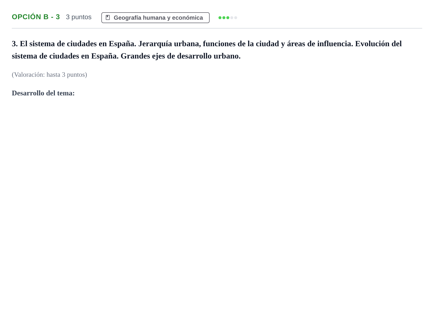 Enunciado: Opción B - 3 · Geografía PAU Andalucía Extraordinaria Reserva B 2013