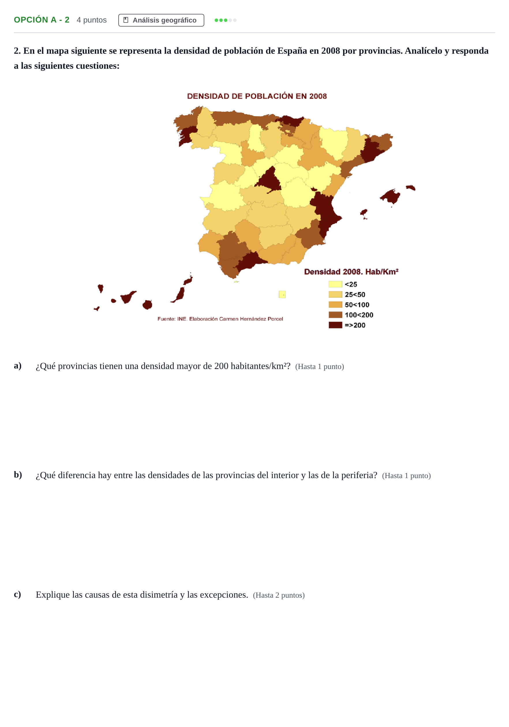 Enunciado: Opción A - 2 · Geografía PAU Andalucía Extraordinaria Titular 2013