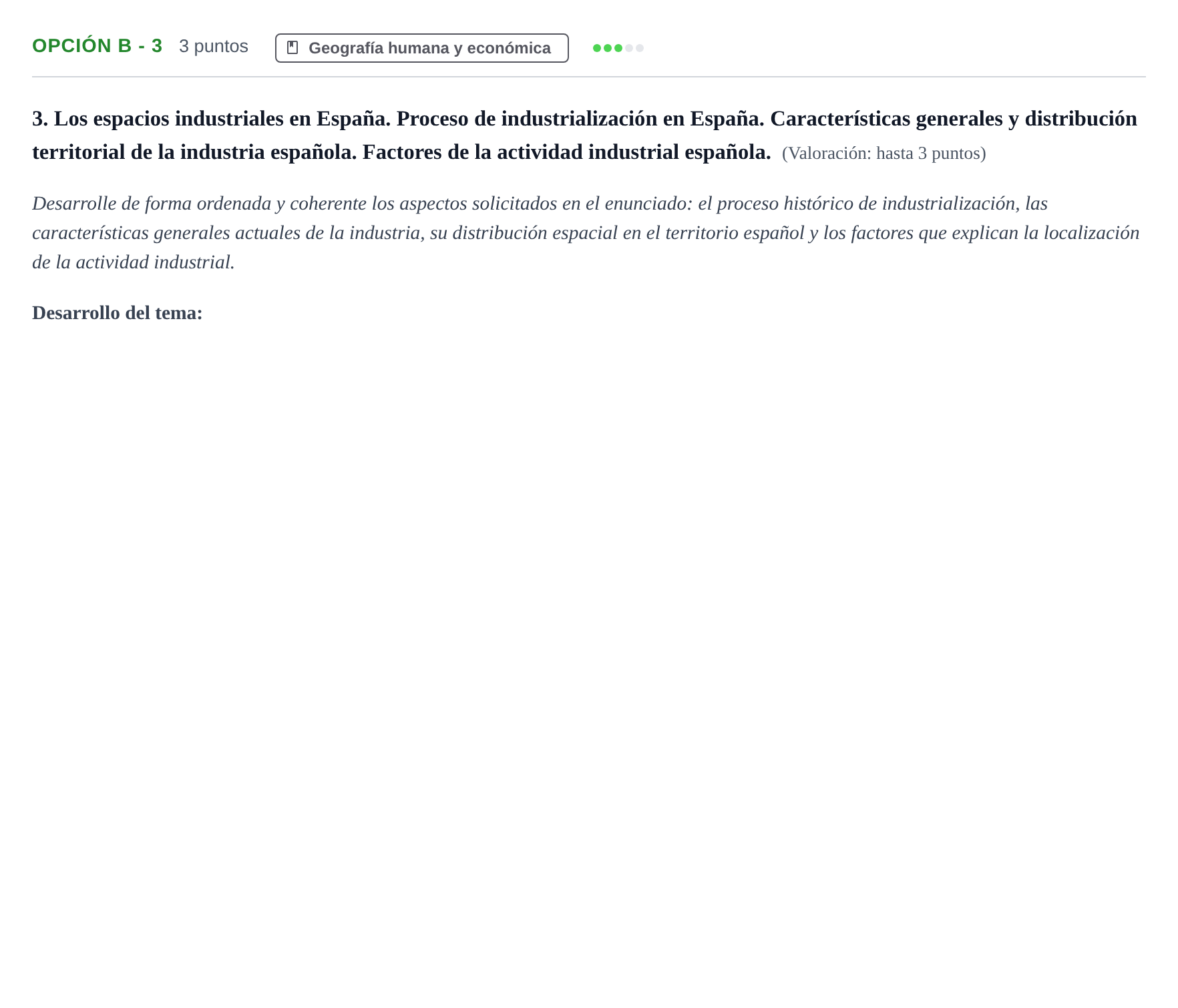 Enunciado: Opción B - 3 · Geografía PAU Andalucía Extraordinaria Titular 2013