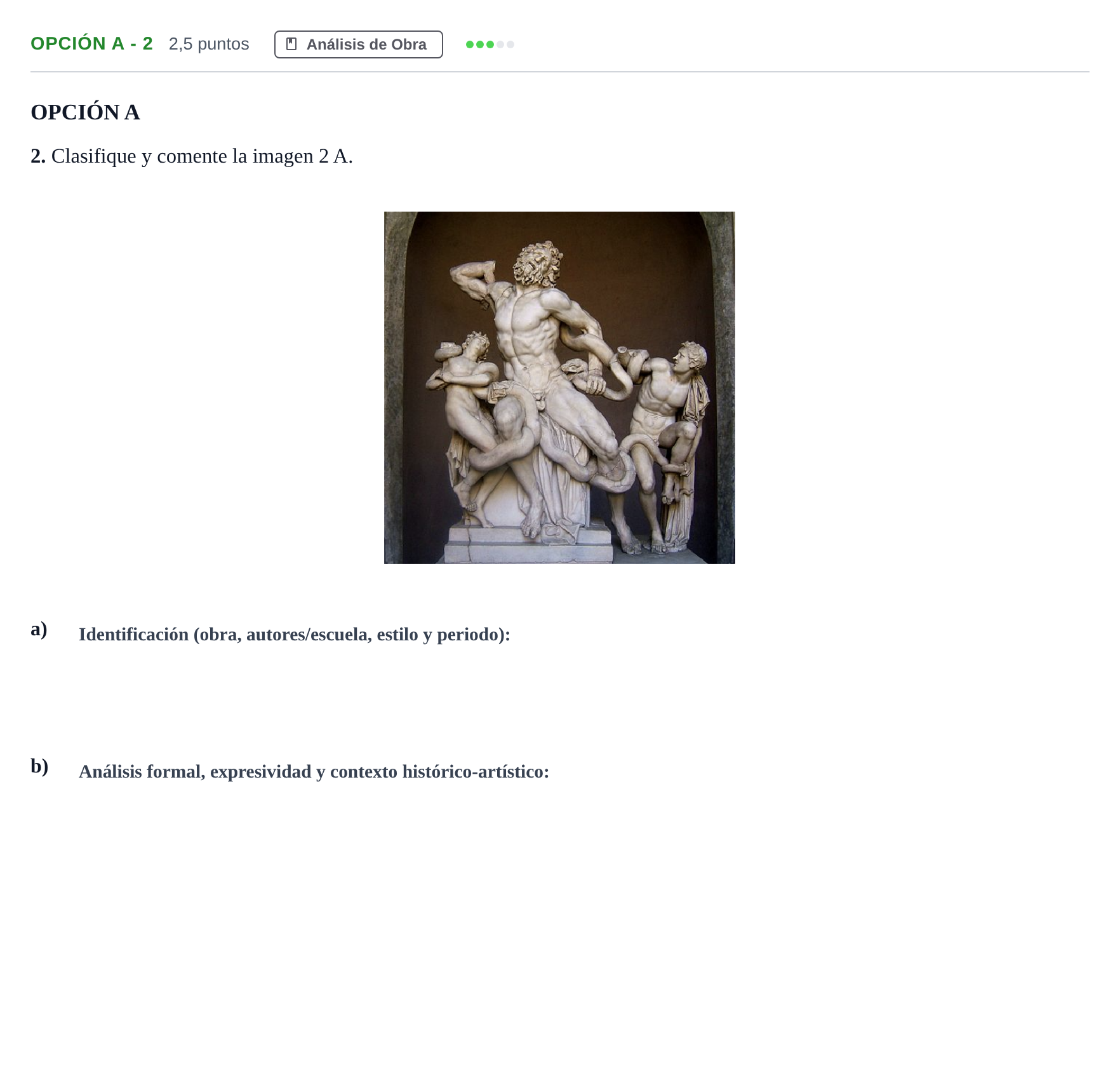 Enunciado: Opción A - 2 · Historia del Arte PAU Andalucía Ordinaria Reserva B 2013