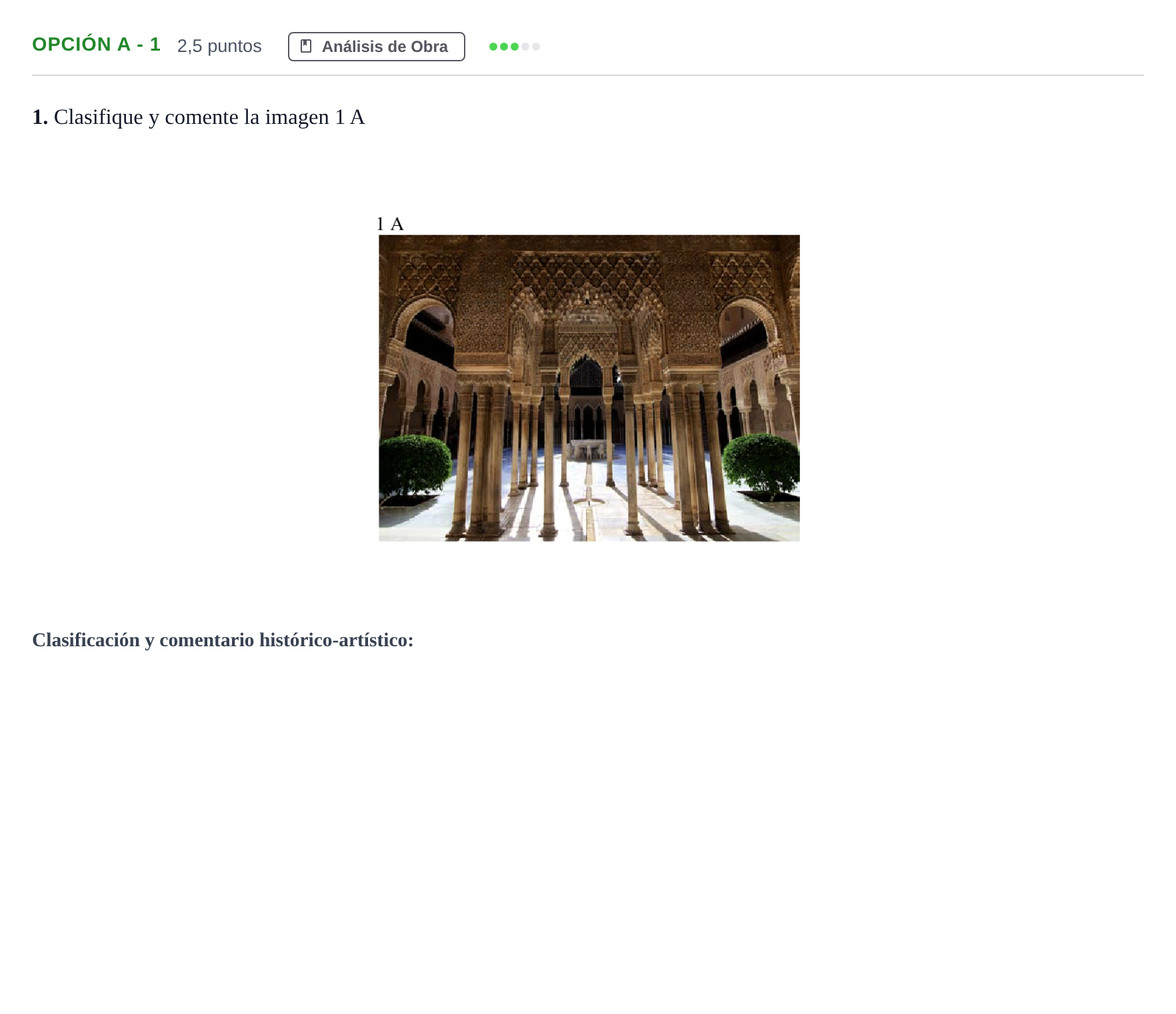 Enunciado: Opción A - 1 · Historia del Arte PAU Andalucía Ordinaria Titular 2 2013