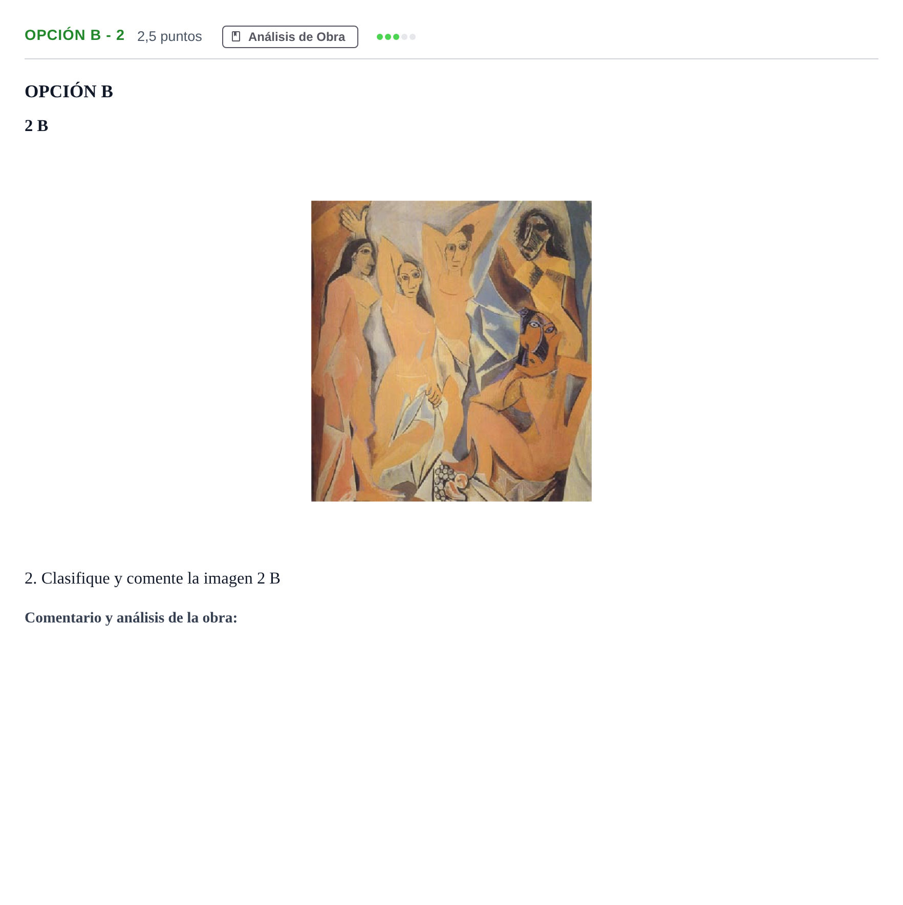 Enunciado: Opción B - 2 · Historia del Arte PAU Andalucía Extraordinaria Reserva B 2013