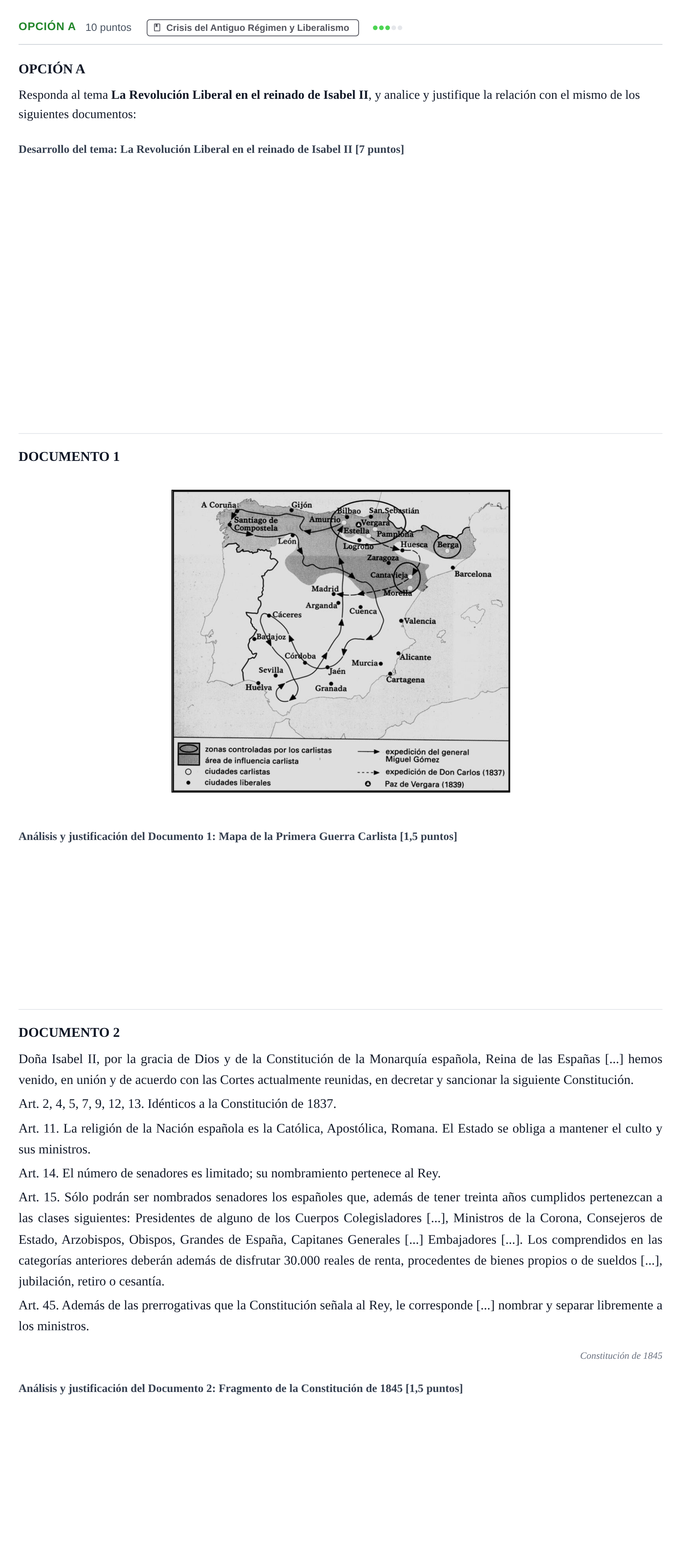 Enunciado: Opción A · Historia de España PAU Andalucía Ordinaria Reserva B 2013