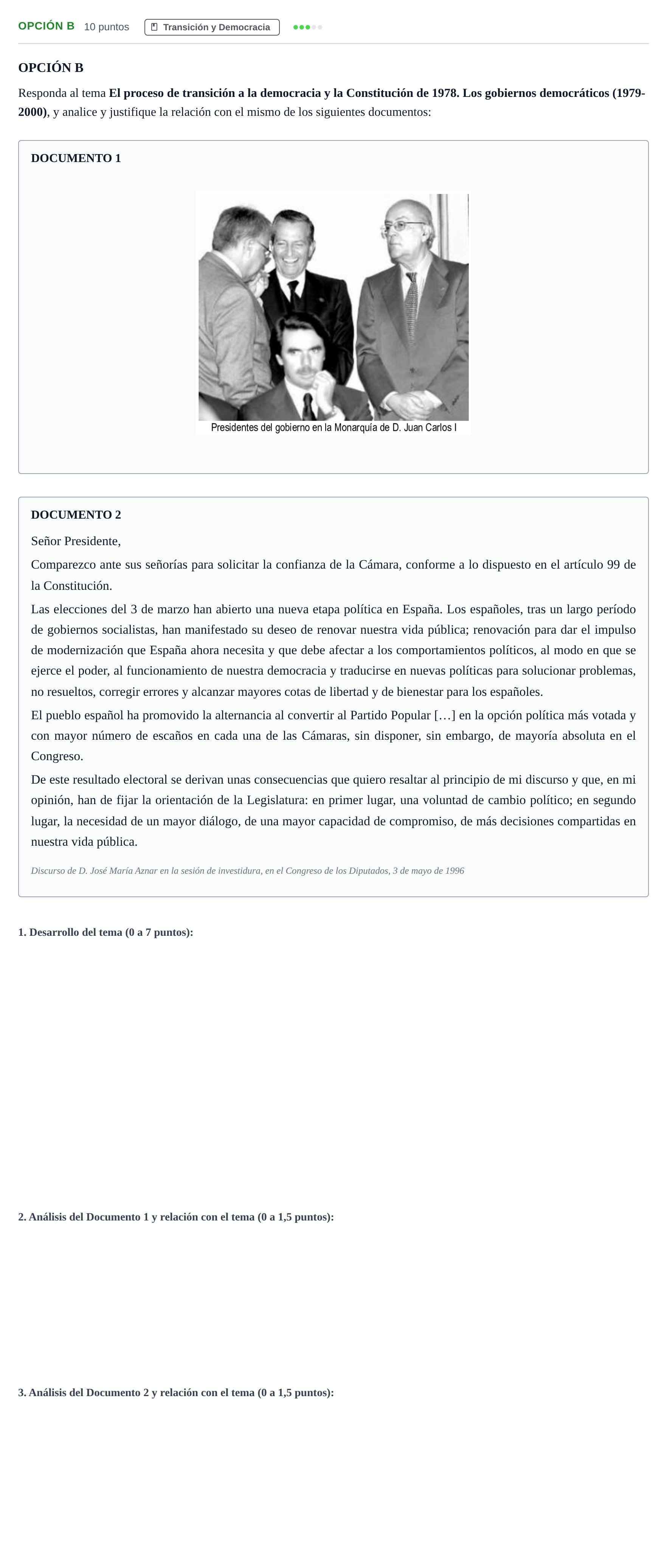 Enunciado: Opción B · Historia de España PAU Andalucía Ordinaria Reserva B 2013