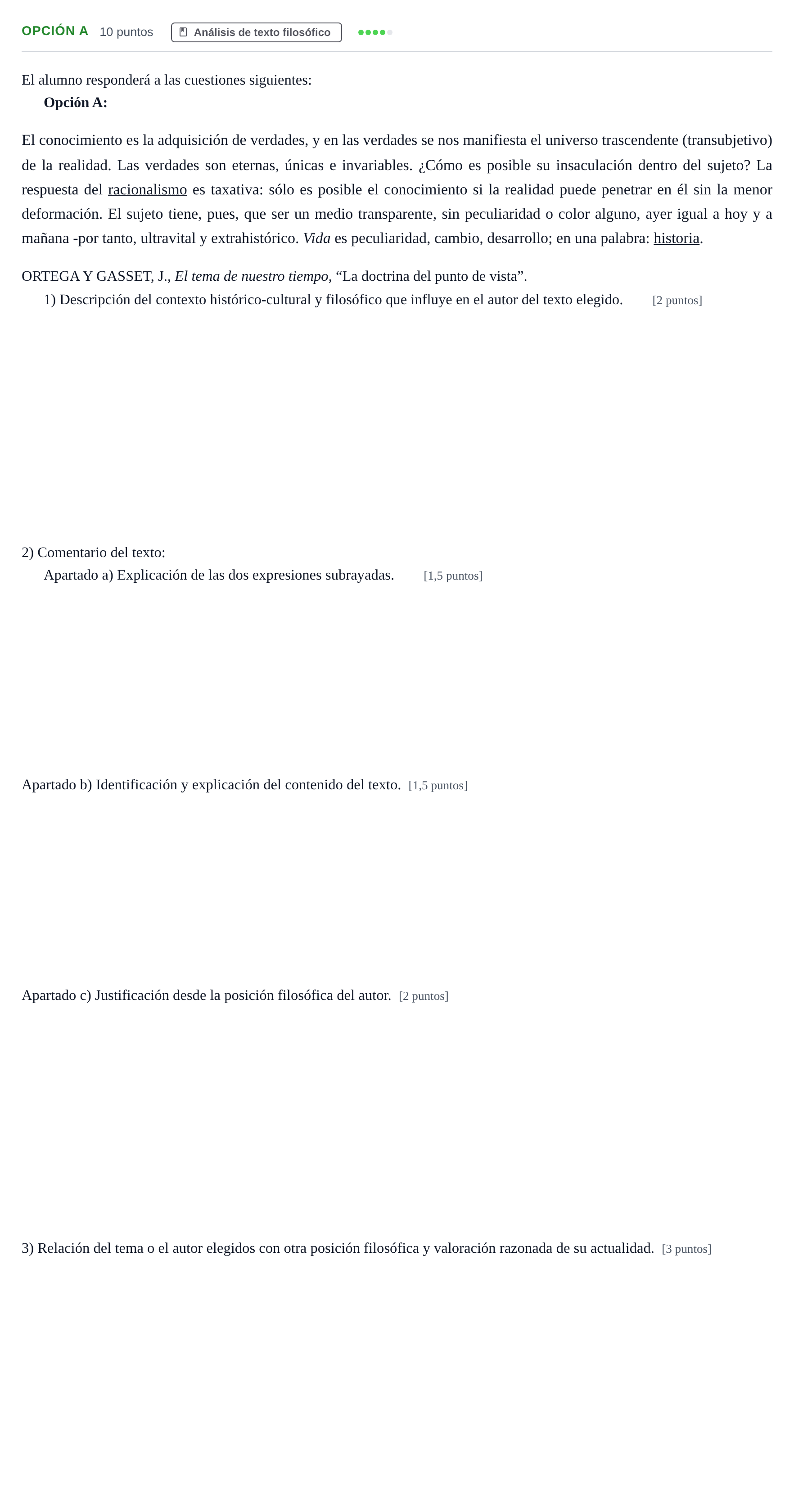 Enunciado: Opción A · Historia de la Filosofía PAU Andalucía Ordinaria Reserva A 2013