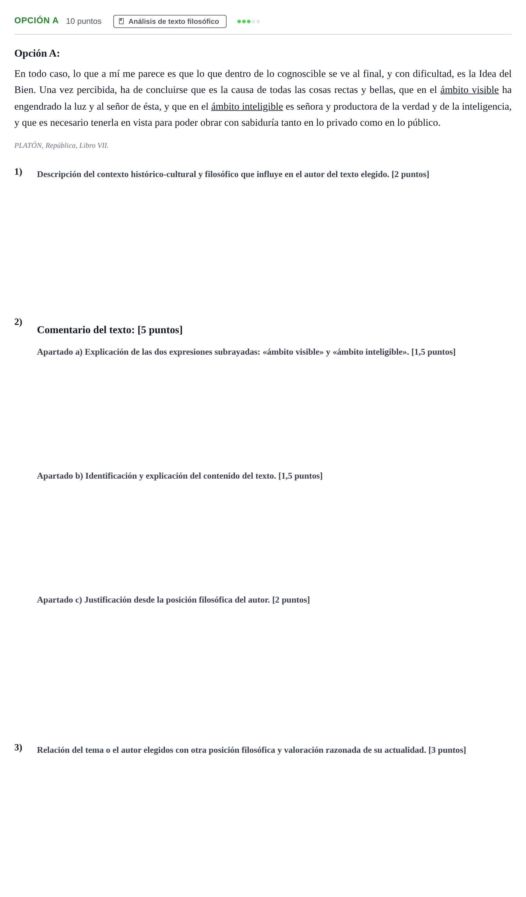 Enunciado: Opción A · Historia de la Filosofía PAU Andalucía Ordinaria Reserva B 2013