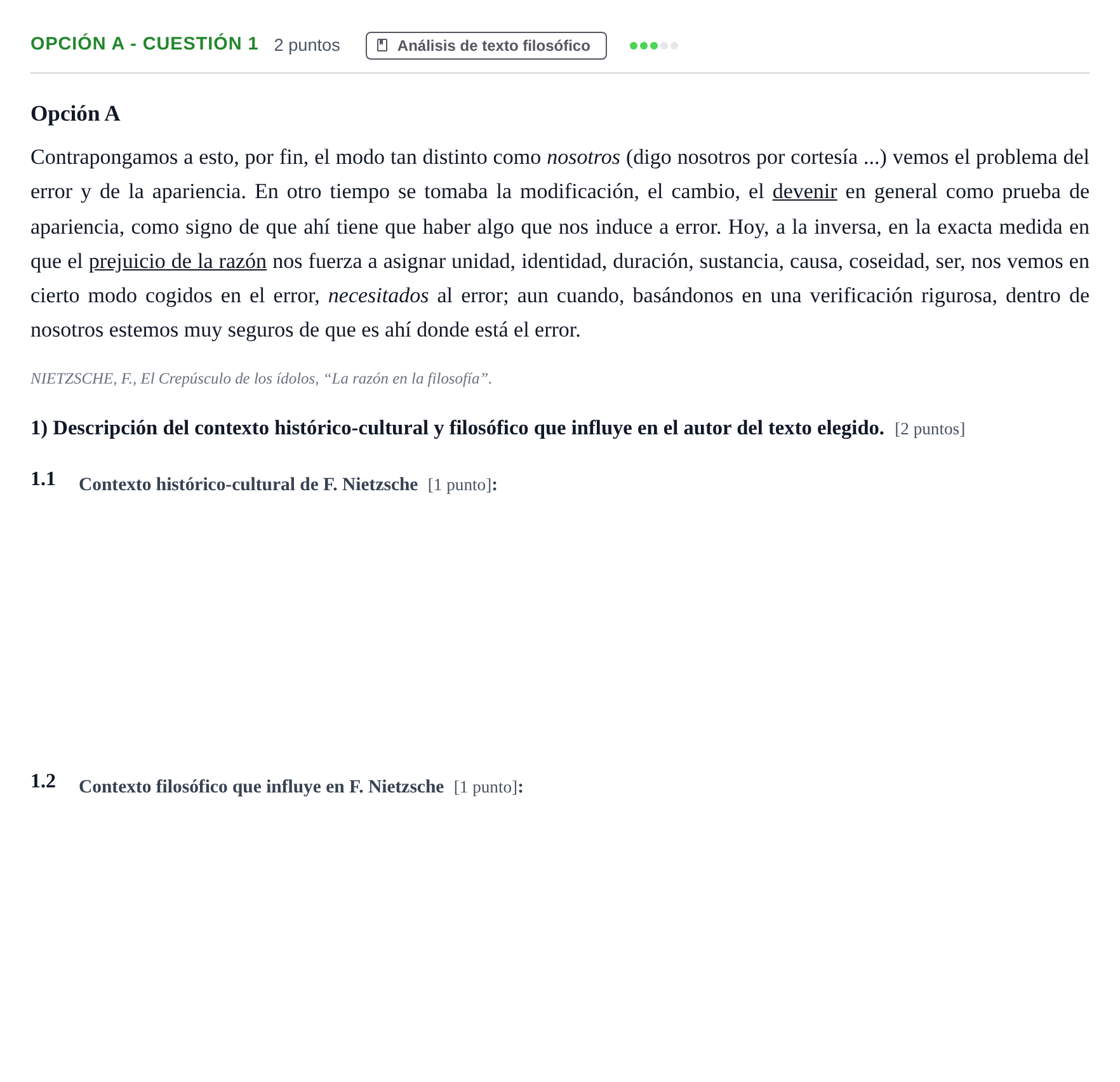 Enunciado: Opción A - Cuestión 1 · Historia de la Filosofía PAU Andalucía Ordinaria Titular 2013
