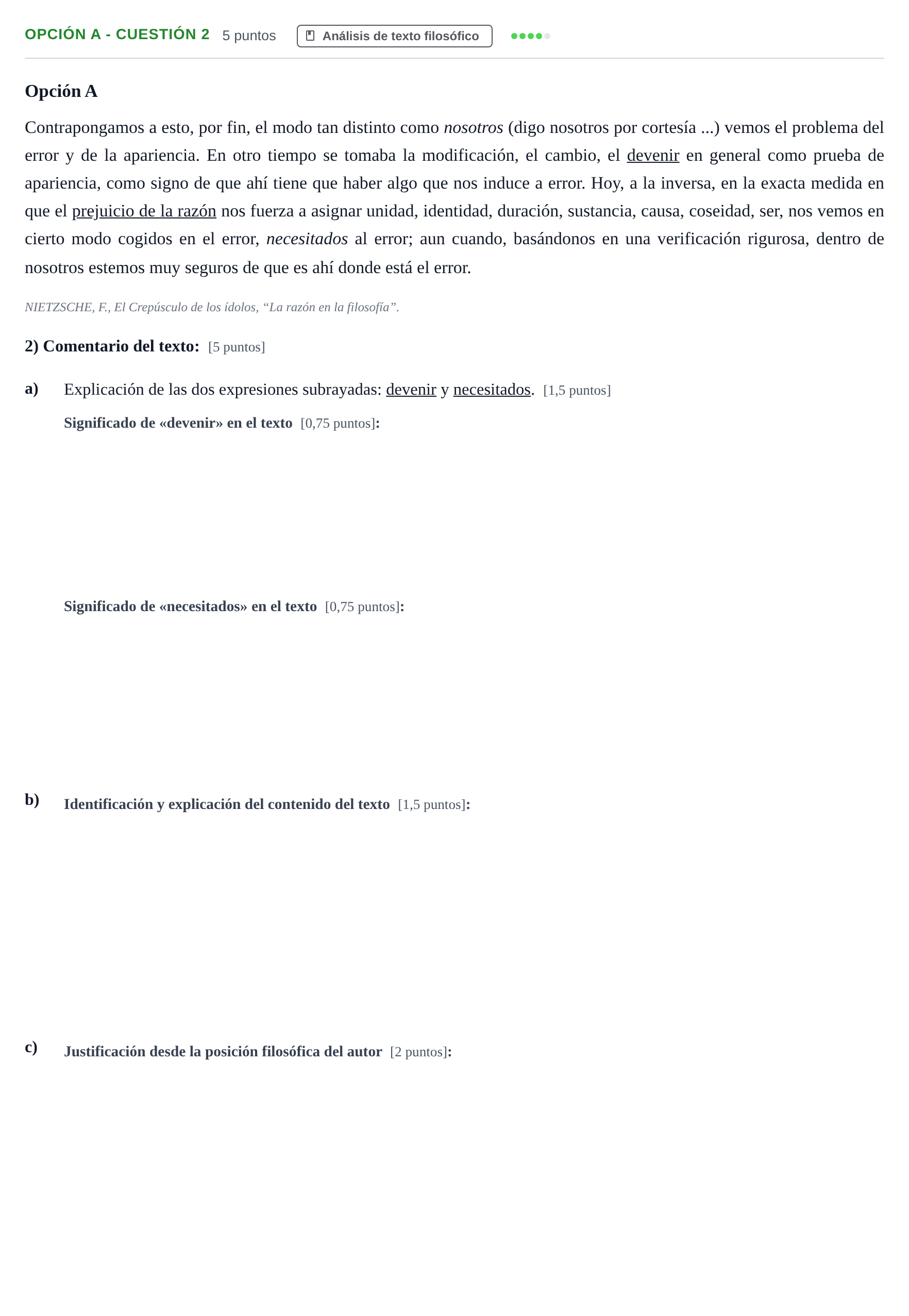 Enunciado: Opción A - Cuestión 2 · Historia de la Filosofía PAU Andalucía Ordinaria Titular 2013