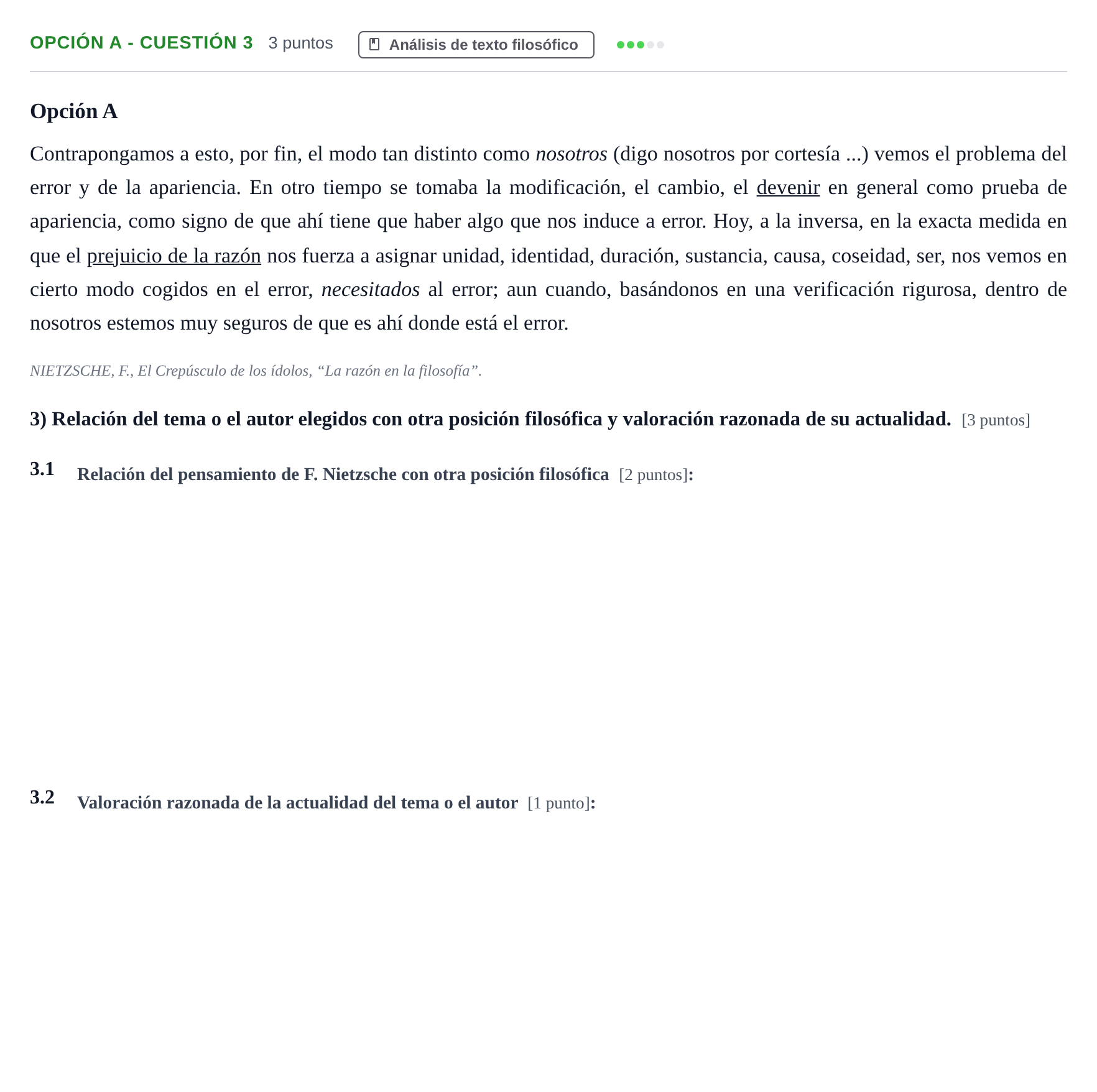Enunciado: Opción A - Cuestión 3 · Historia de la Filosofía PAU Andalucía Ordinaria Titular 2013