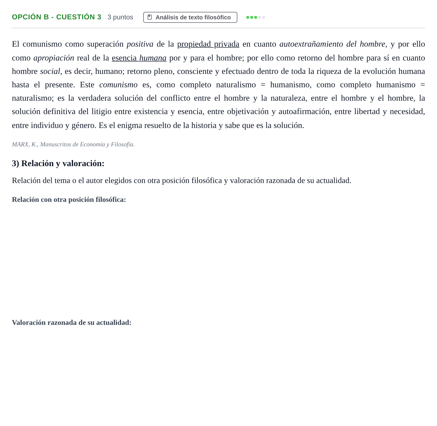 Enunciado: Opción B - Cuestión 3 · Historia de la Filosofía PAU Andalucía Ordinaria Titular 2013
