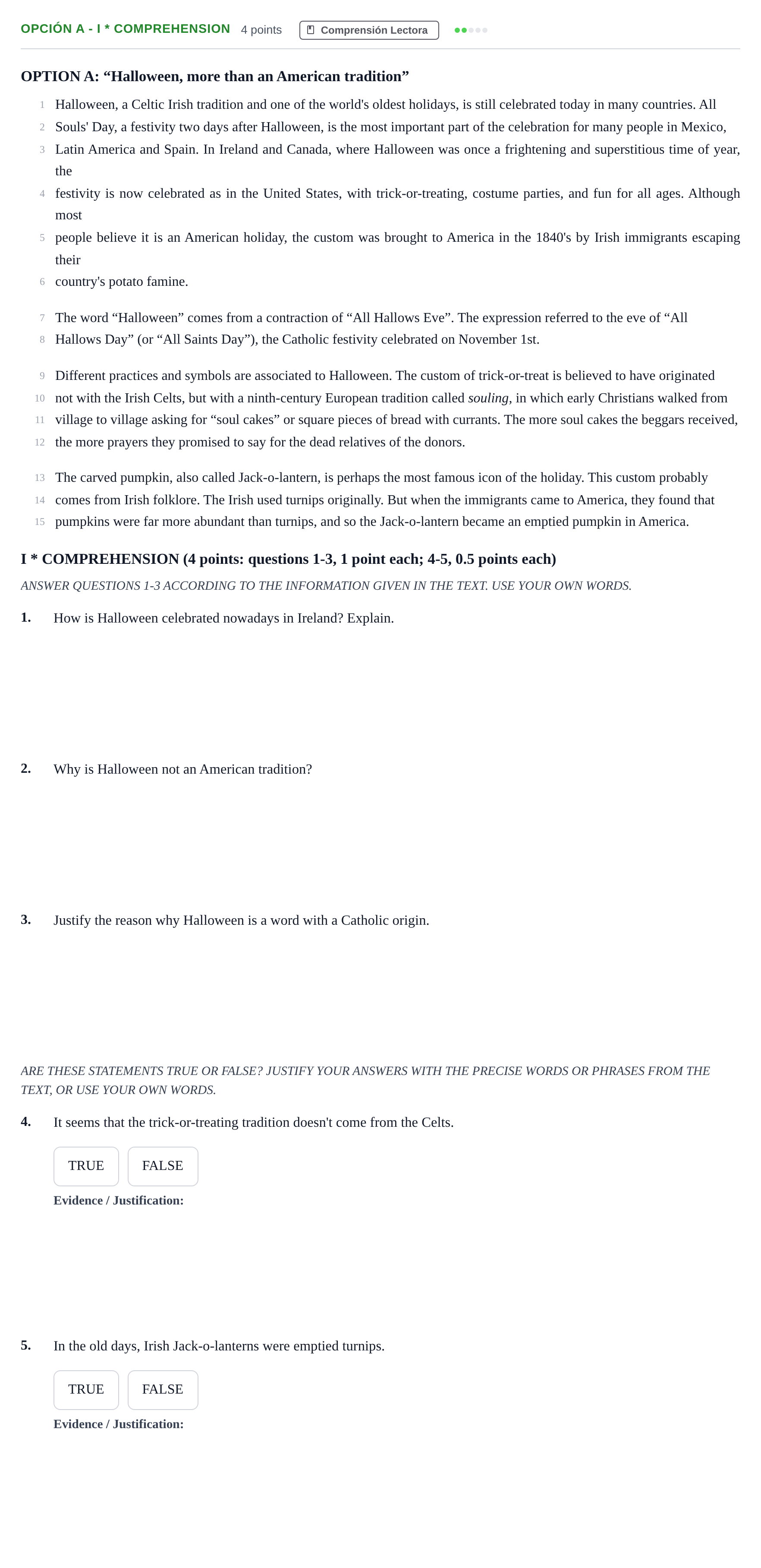 Enunciado: Opción A - I * Comprehension · Inglés PAU Andalucía Ordinaria Reserva A 2013
