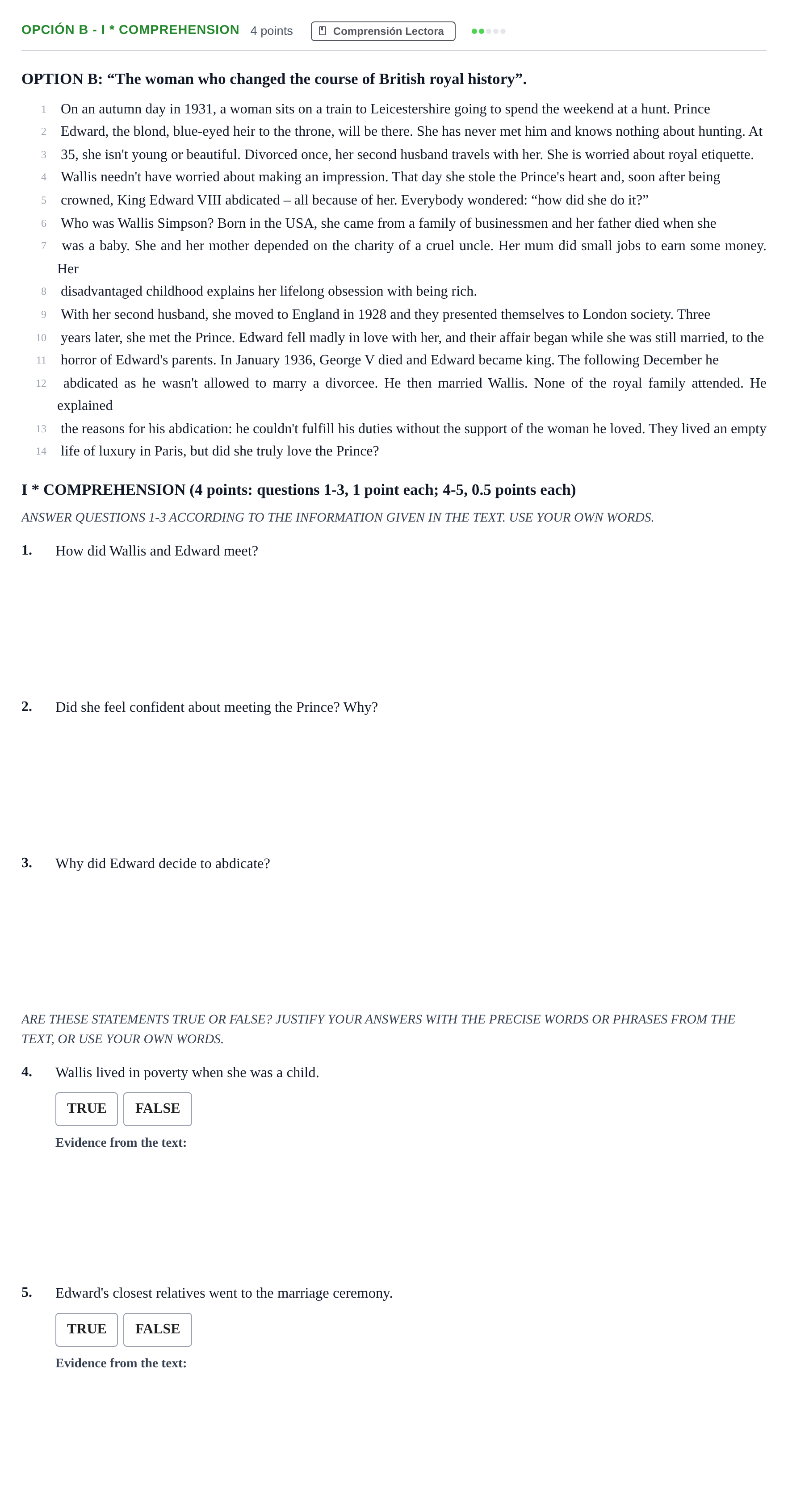 Enunciado: Opción B - I * Comprehension · Inglés PAU Andalucía Ordinaria Reserva A 2013