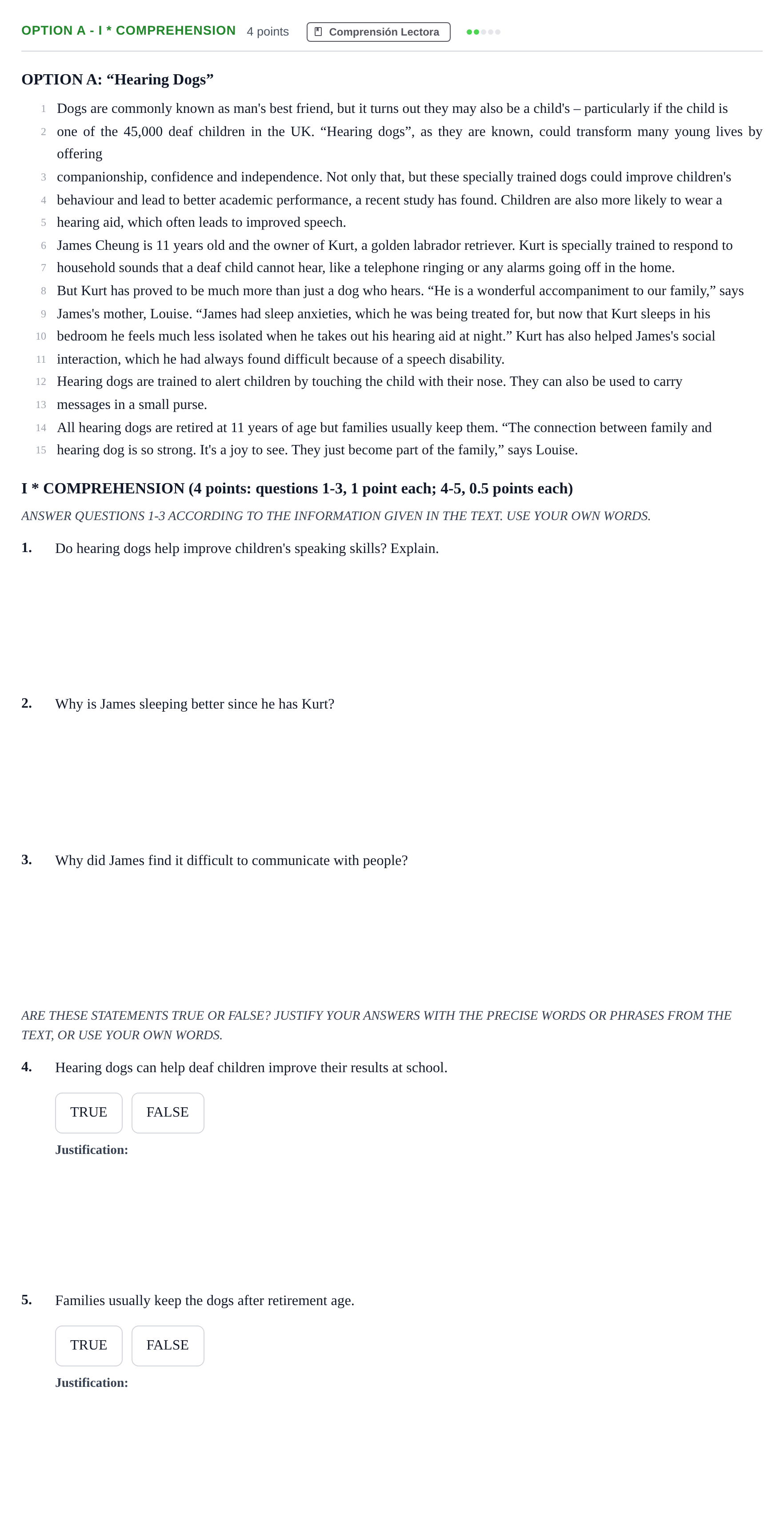 Enunciado: Ejercicio Option A - I * COMPREHENSION · Inglés PAU Andalucía Extraordinaria Titular 2013