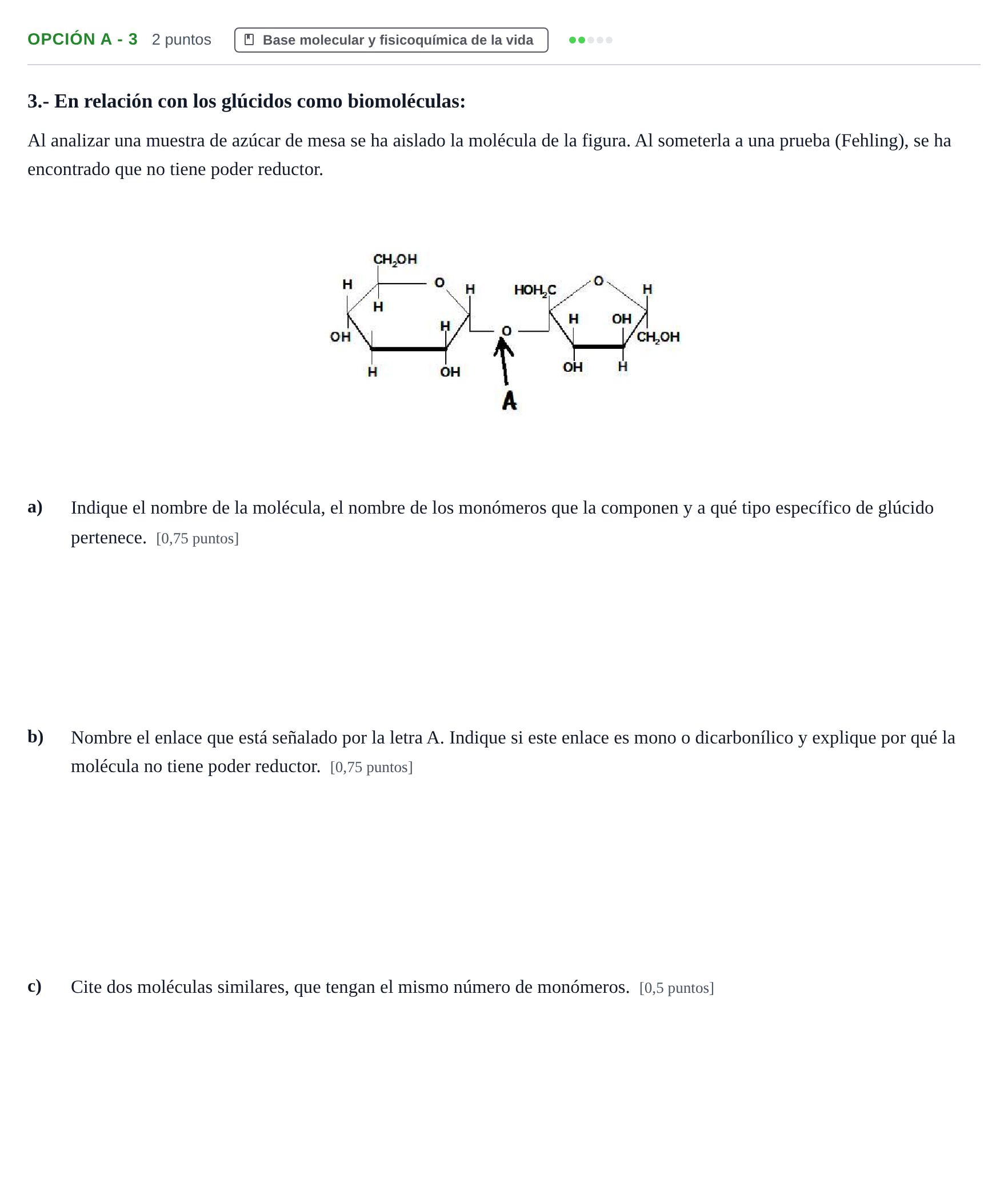 Enunciado: Opción A - 3 · Biología PAU Madrid Extraordinaria 2018