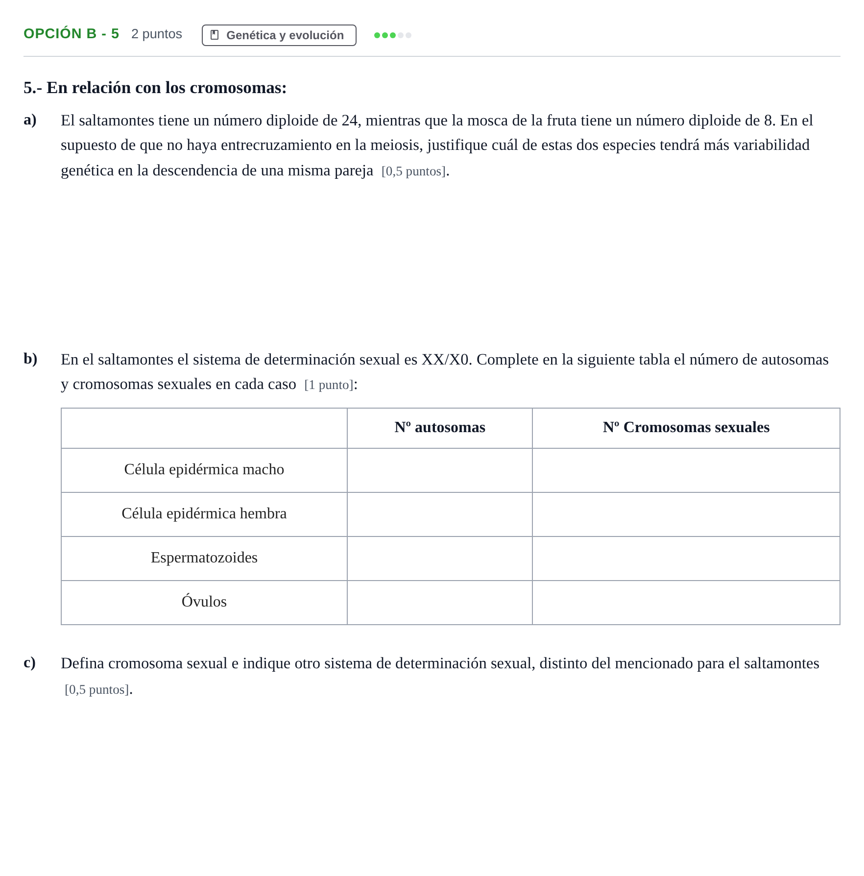 Enunciado: Opción B - 5 · Biología PAU Madrid Extraordinaria 2018