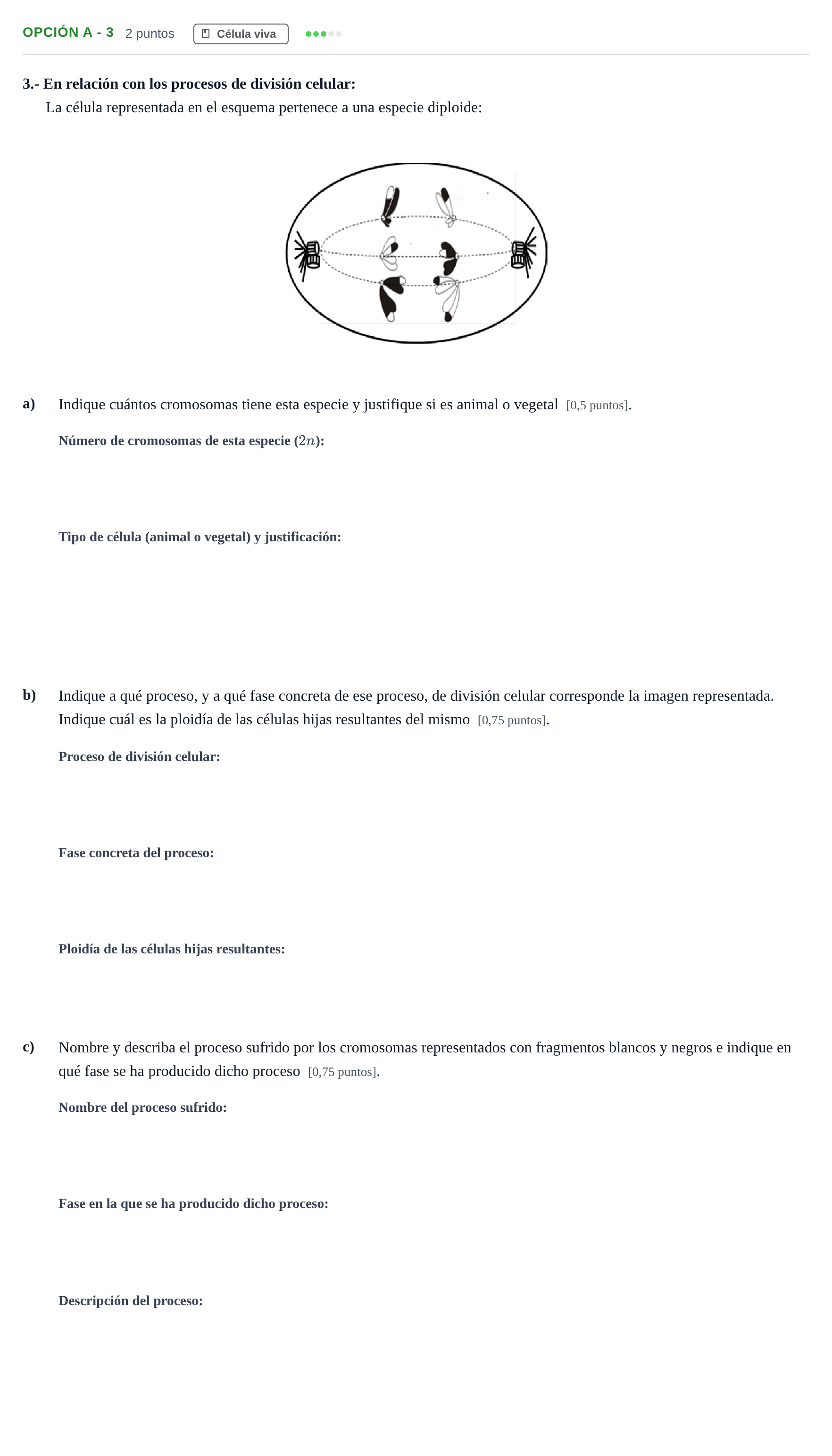 Enunciado: Opción A - 3 · Biología PAU Madrid Ordinaria 2018