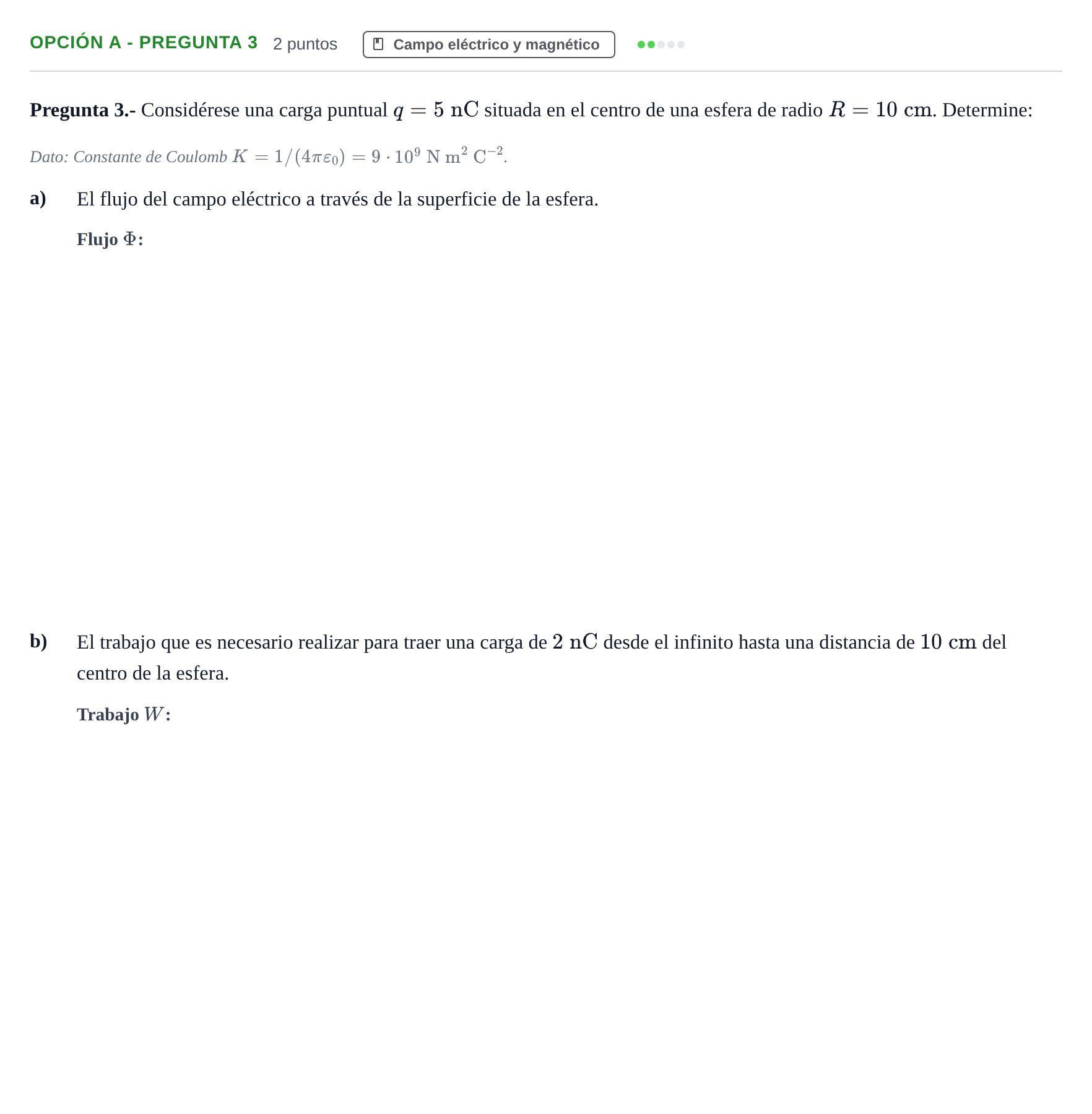 Enunciado: Opción A - Pregunta 3 · Física PAU Madrid Modelo 2018