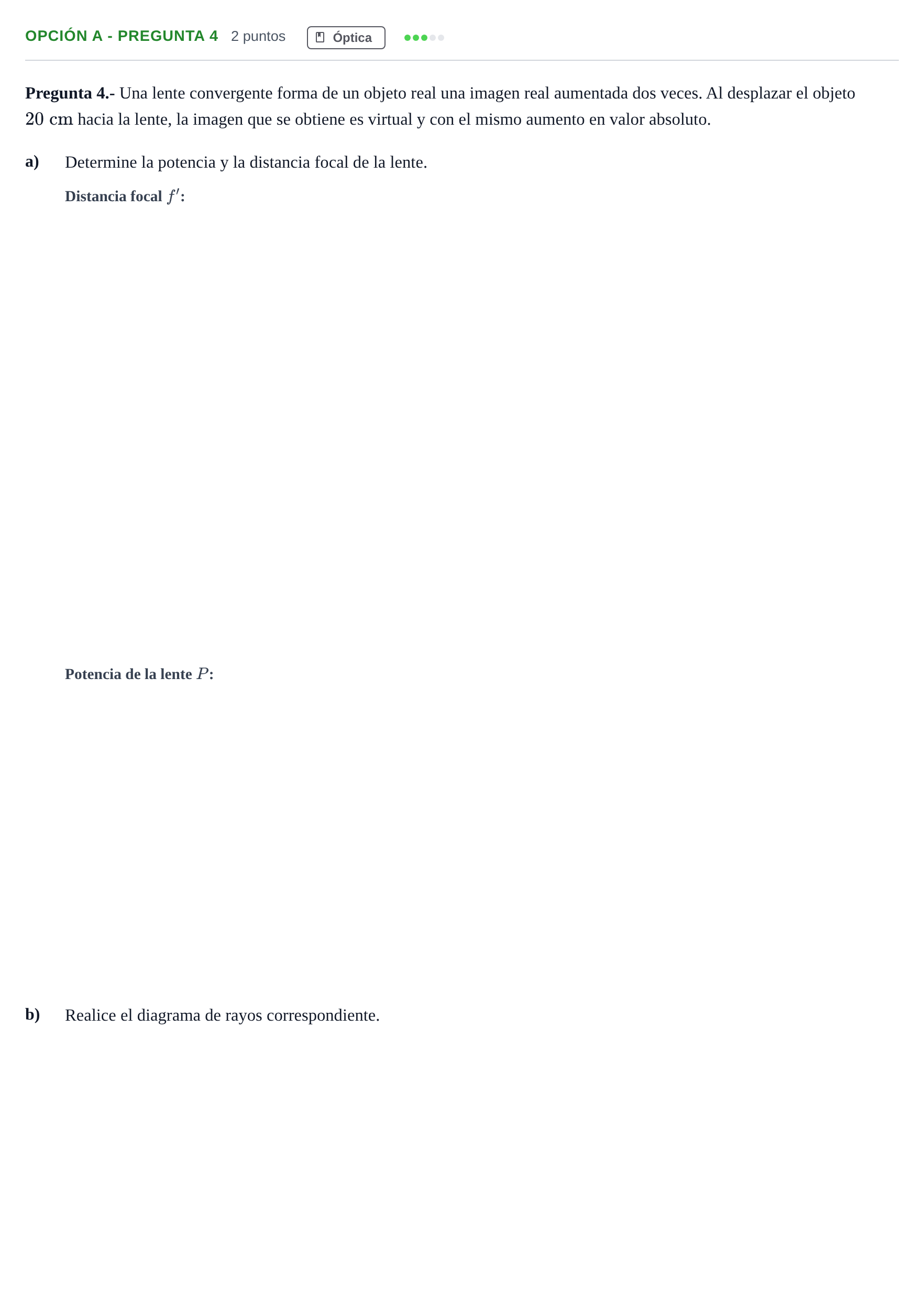 Enunciado: Opción A - Pregunta 4 · Física PAU Madrid Modelo 2018