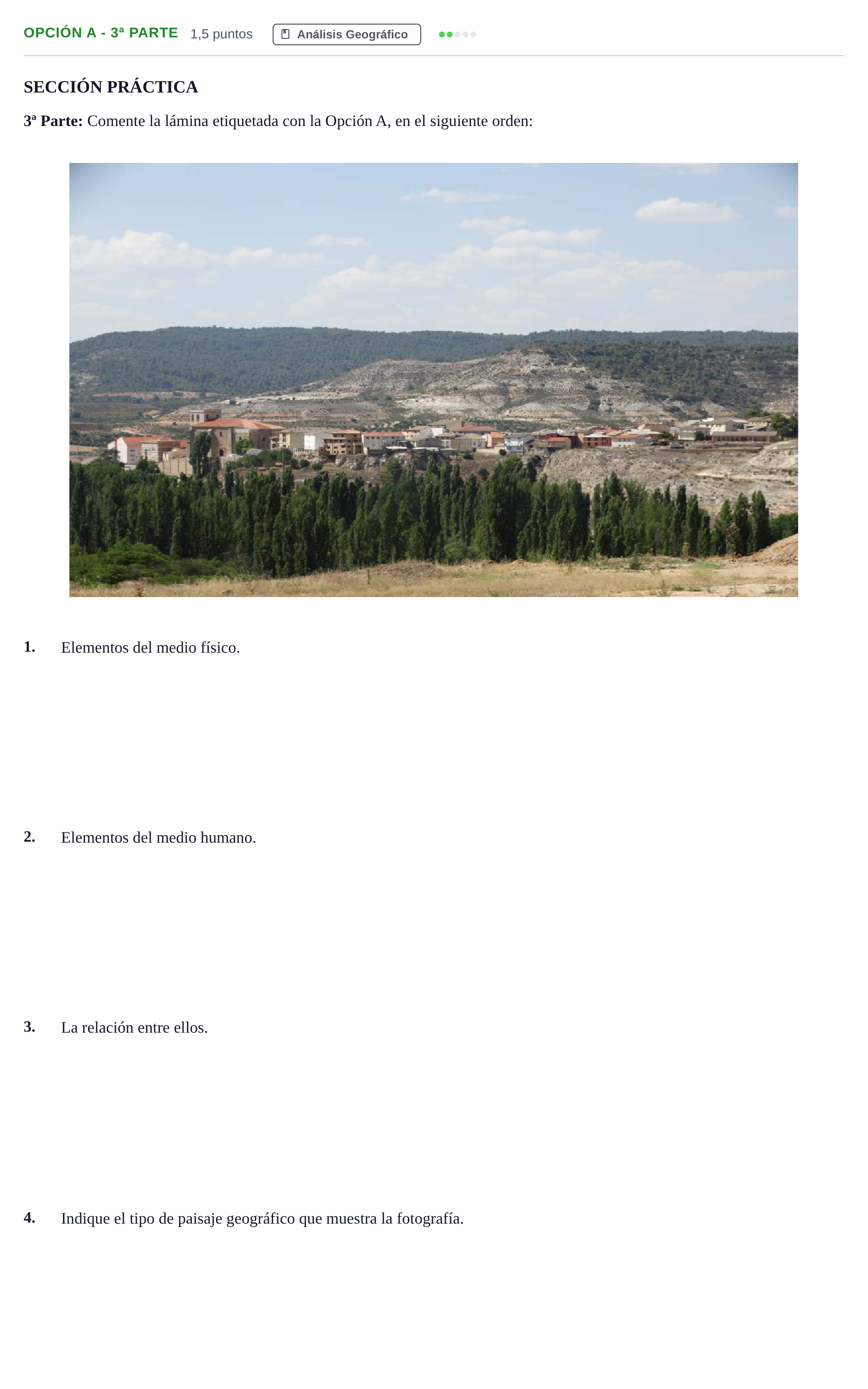 Enunciado: Opción A - 3ª Parte · Geografía PAU Madrid Ordinaria 2018