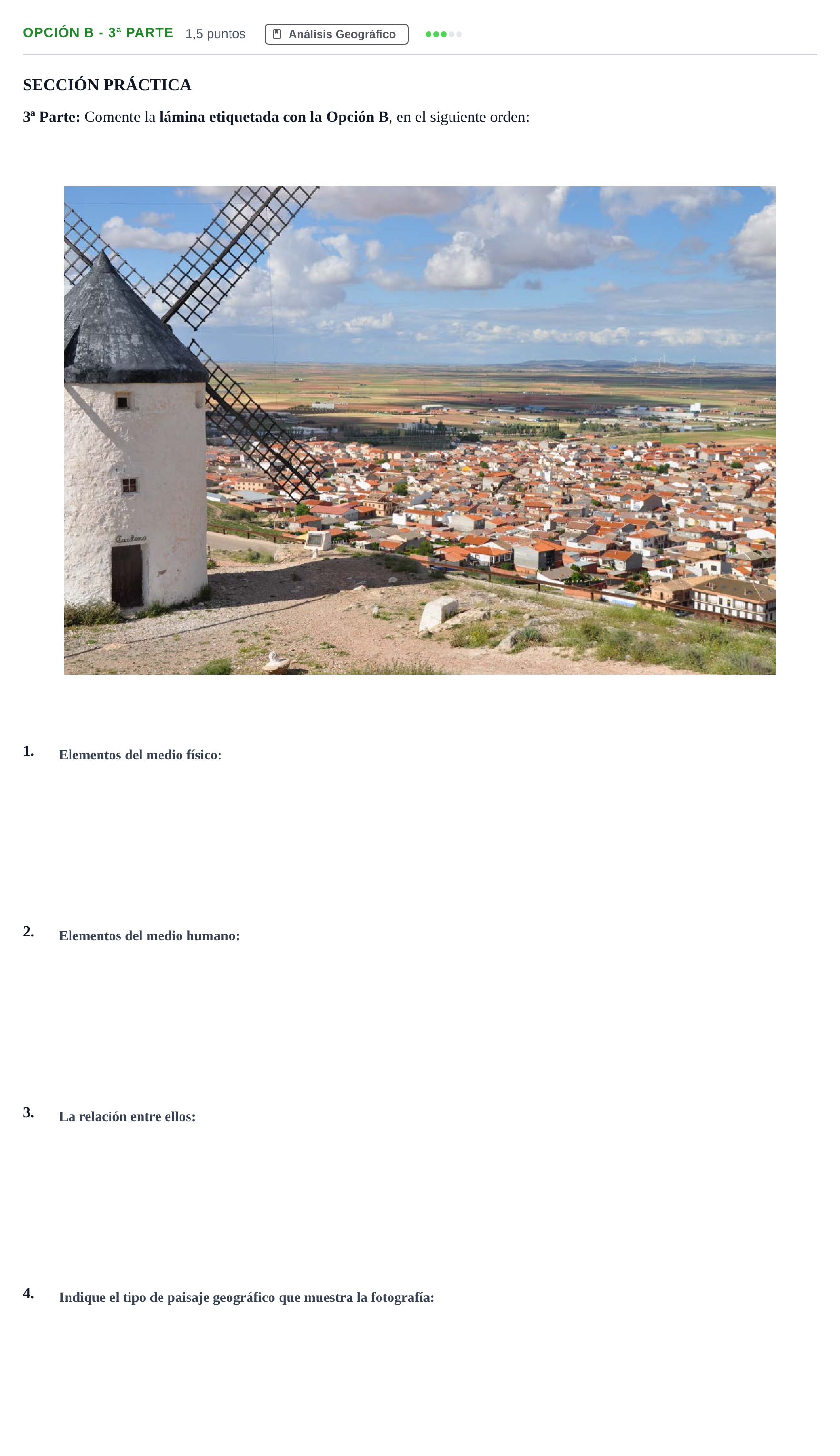 Enunciado: Opción B - 3ª Parte · Geografía PAU Madrid Ordinaria 2018