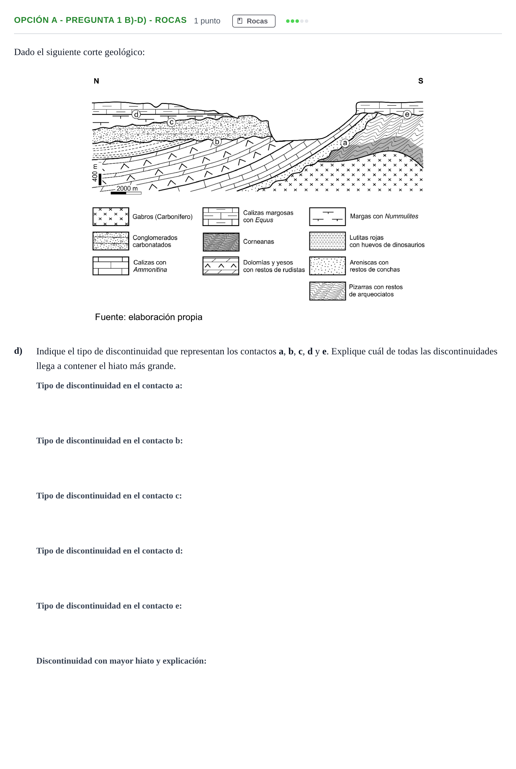 Enunciado: Opción A - Pregunta 1 b)-d) - Rocas · Geología PAU Madrid Extraordinaria 2018