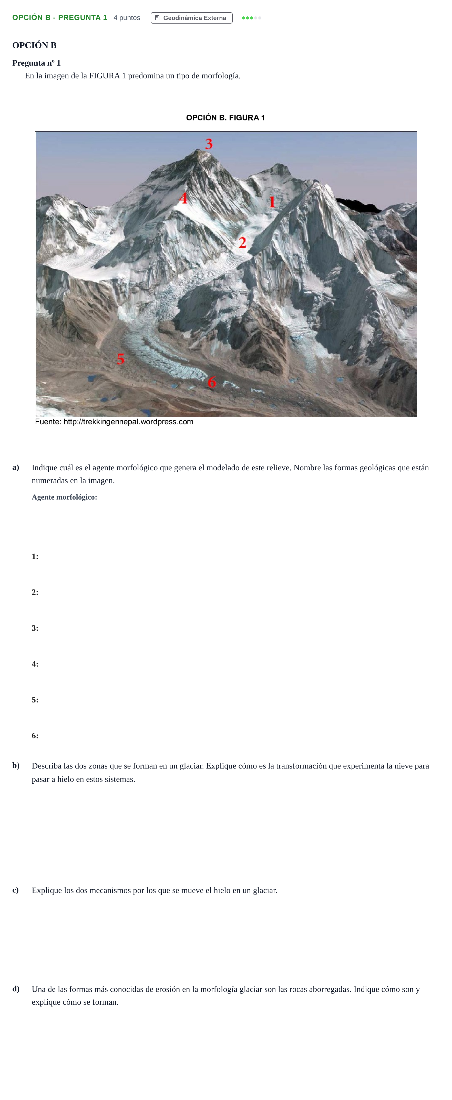 Enunciado: Opción B - Pregunta 1 · Geología PAU Madrid Extraordinaria 2018