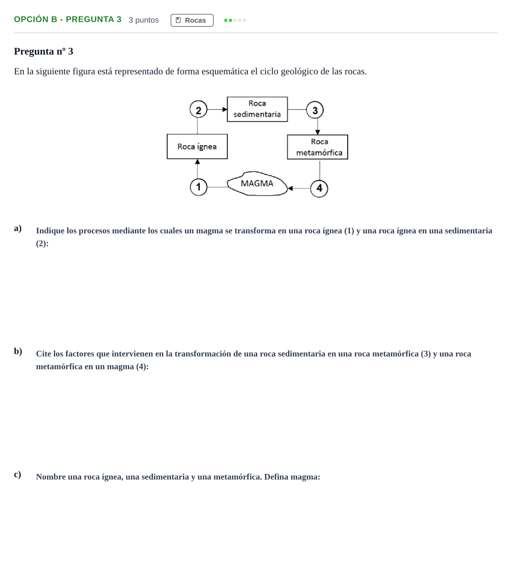 Enunciado: Opción B - Pregunta 3 · Geología PAU Madrid Extraordinaria 2018