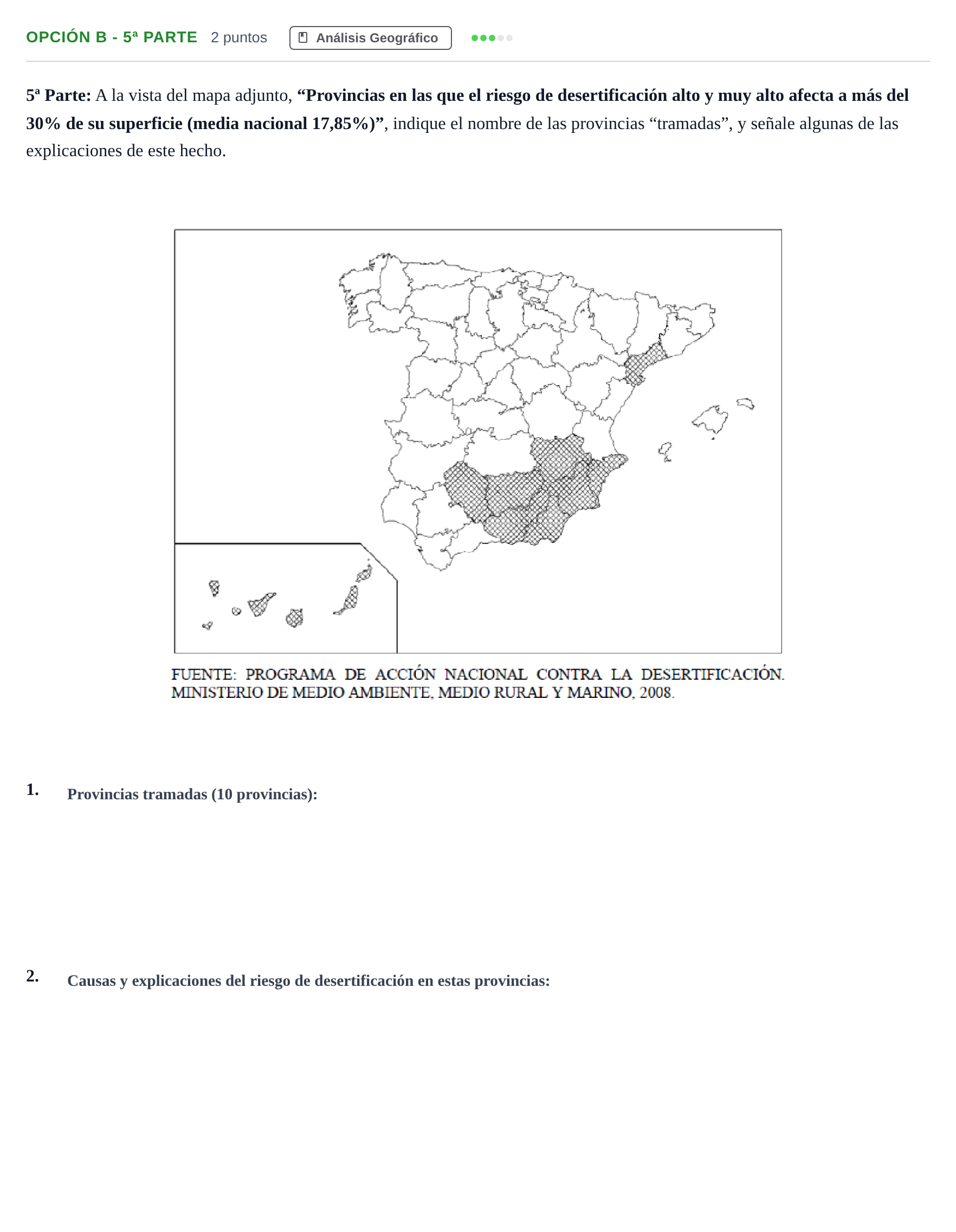 Enunciado: Opción B - 5ª Parte · Geografía PAU Madrid Modelo 2018