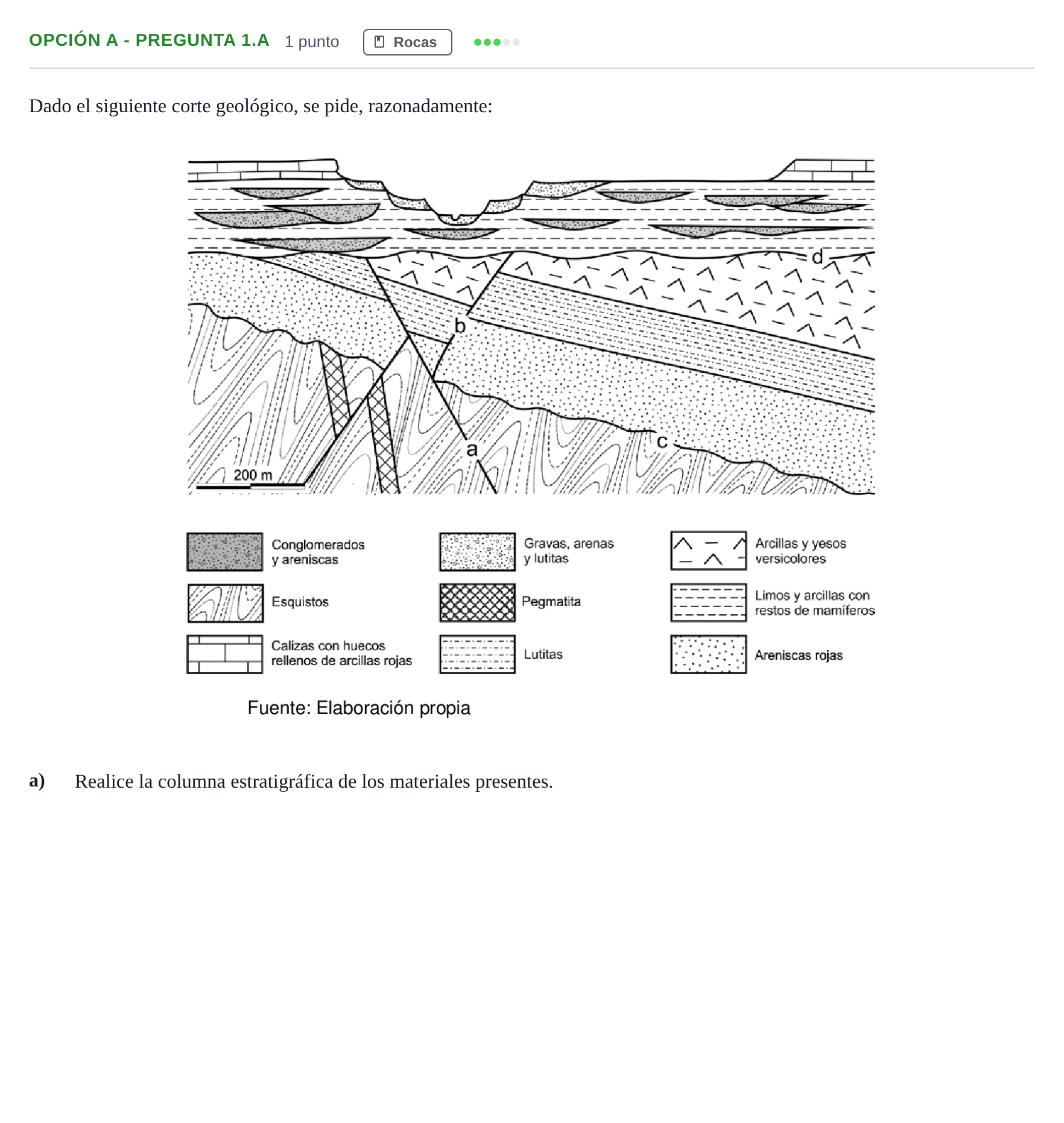 Enunciado: Opción A - Pregunta 1.a · Geología PAU Madrid Modelo 2018