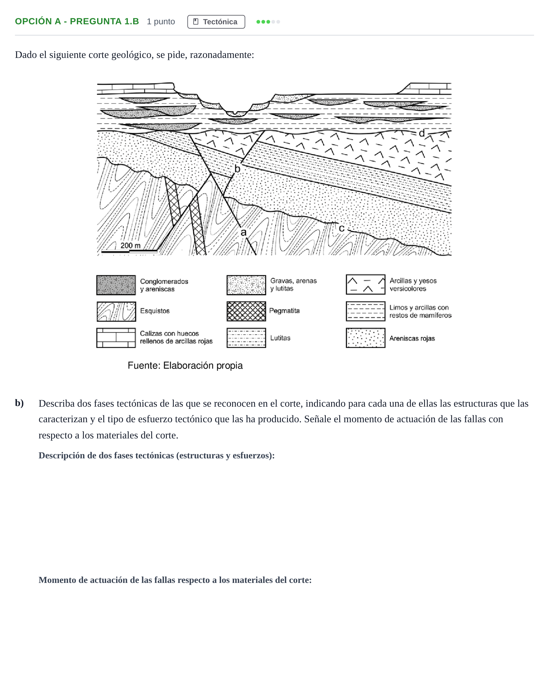 Enunciado: Opción A - Pregunta 1.b · Geología PAU Madrid Modelo 2018