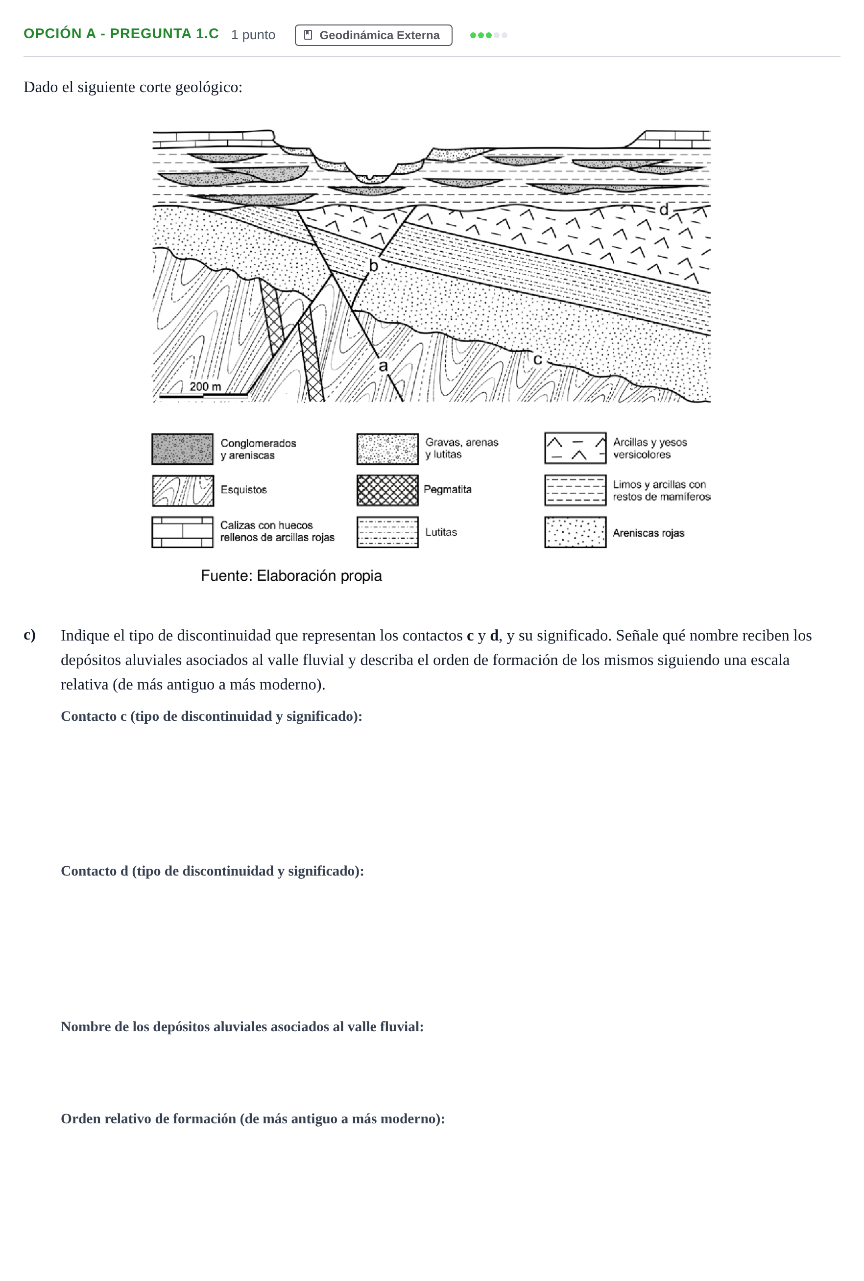 Enunciado: Opción A - Pregunta 1.c · Geología PAU Madrid Modelo 2018