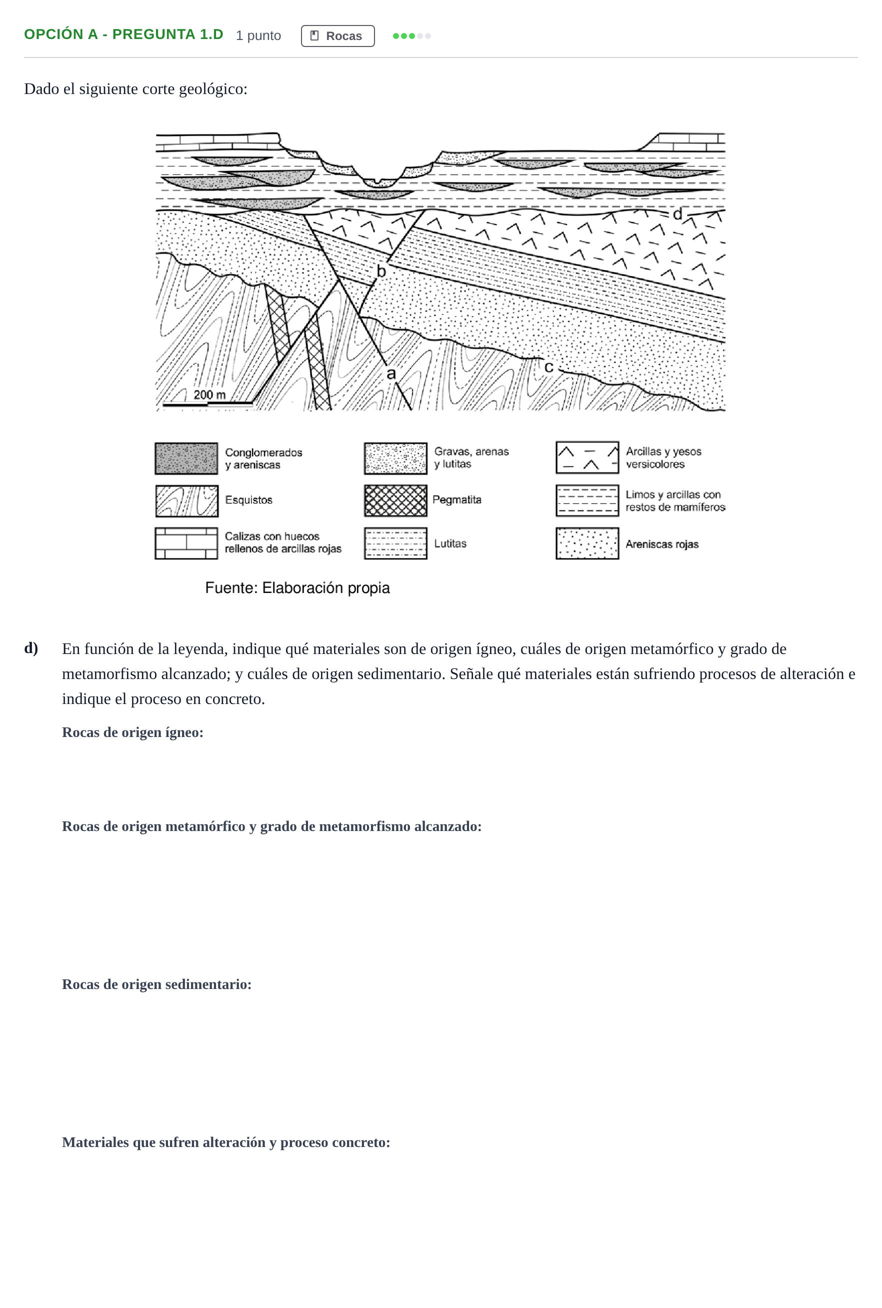 Enunciado: Opción A - Pregunta 1.d · Geología PAU Madrid Modelo 2018