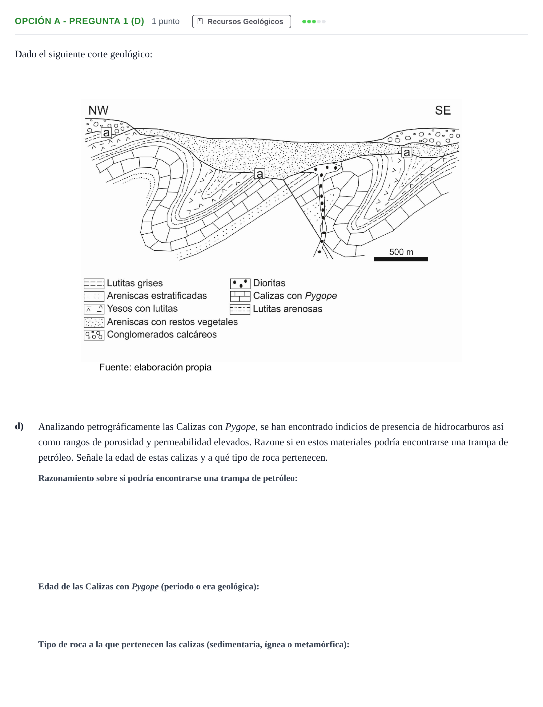 Enunciado: Opción A - Pregunta 1 (d) · Geología PAU Madrid Ordinaria 2018