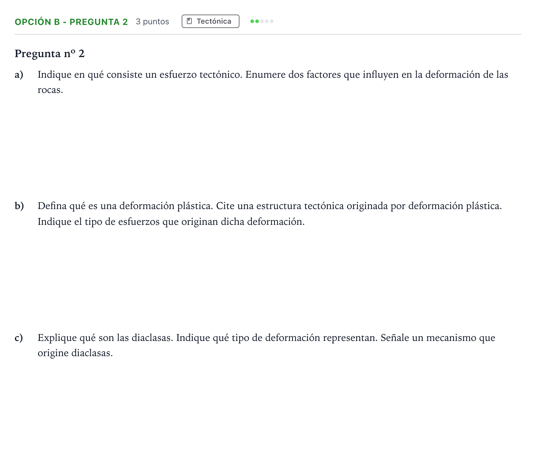 Enunciado: Opción B - Pregunta 2 · Geología PAU Madrid Ordinaria 2018