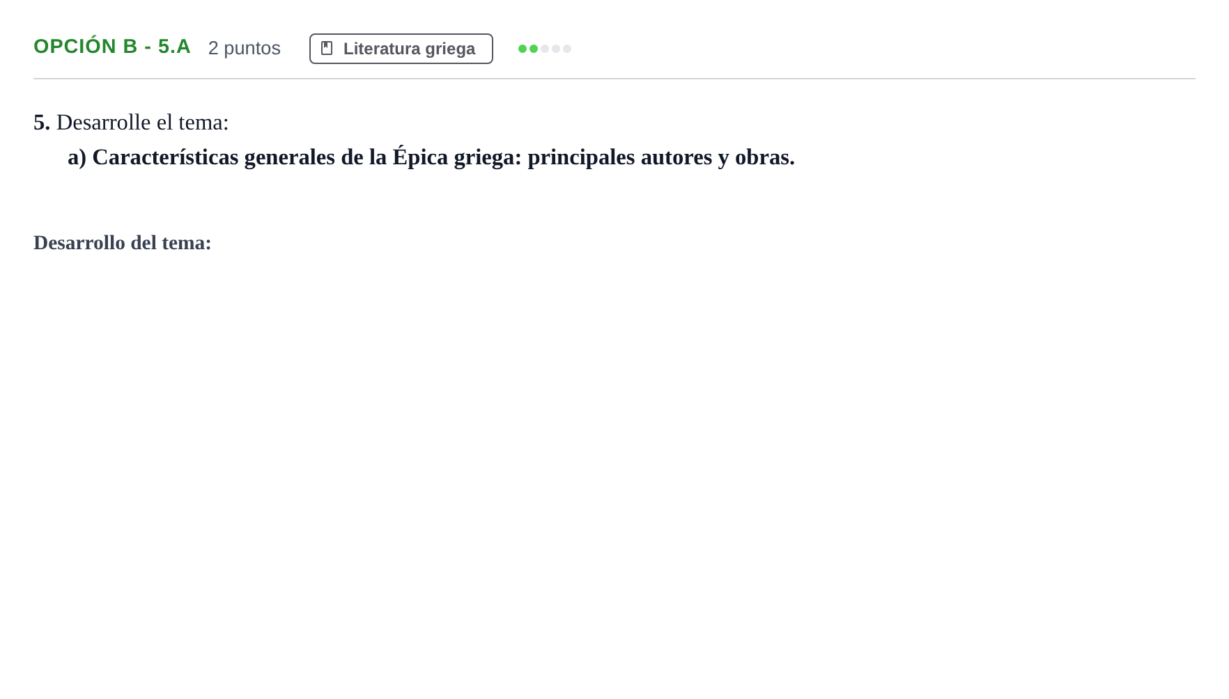 Enunciado: Opción B - 5.a · Griego II PAU Madrid Ordinaria 2018