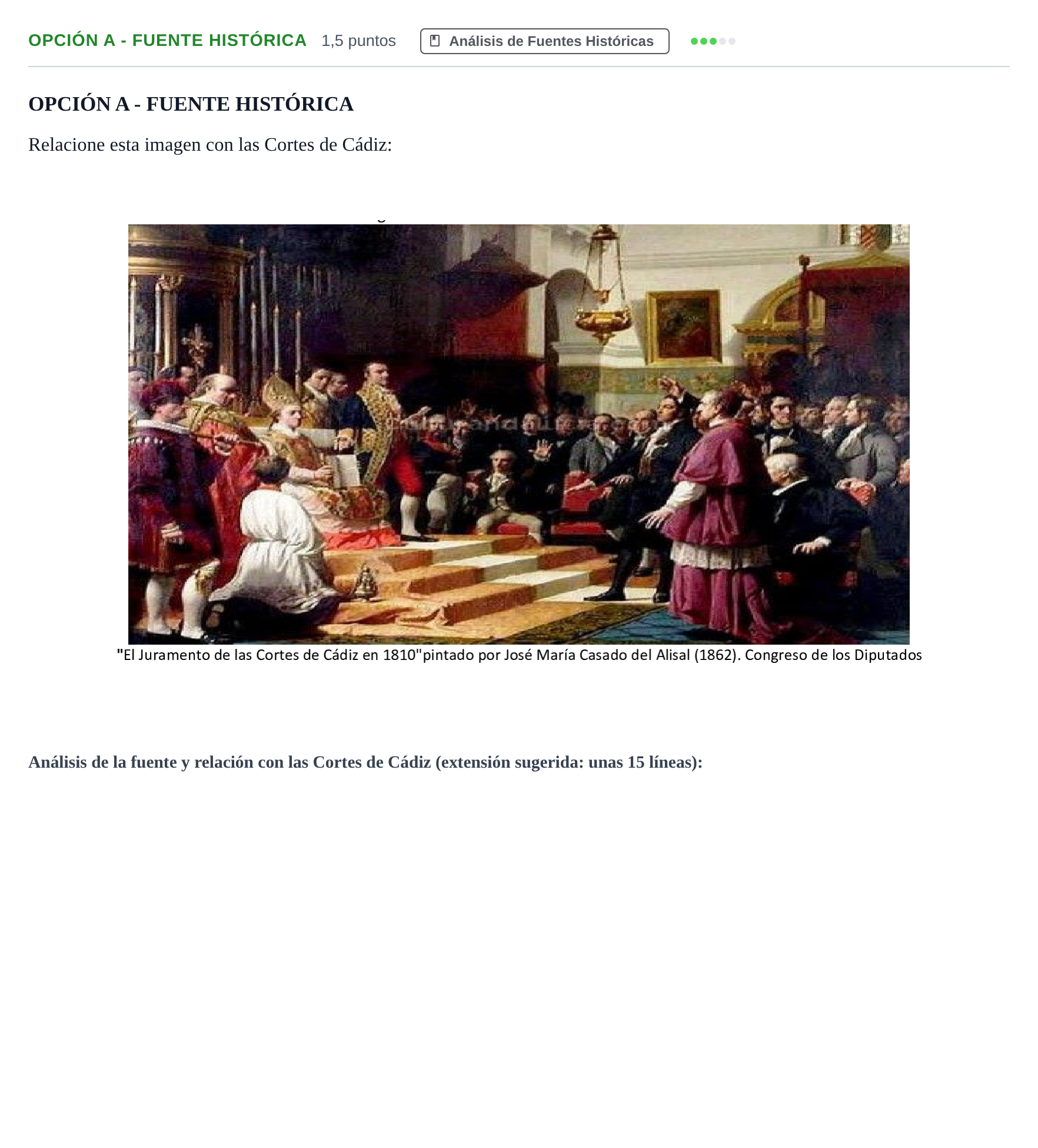 Enunciado: Opción A - Fuente histórica · Historia de España PAU Madrid Modelo 2018