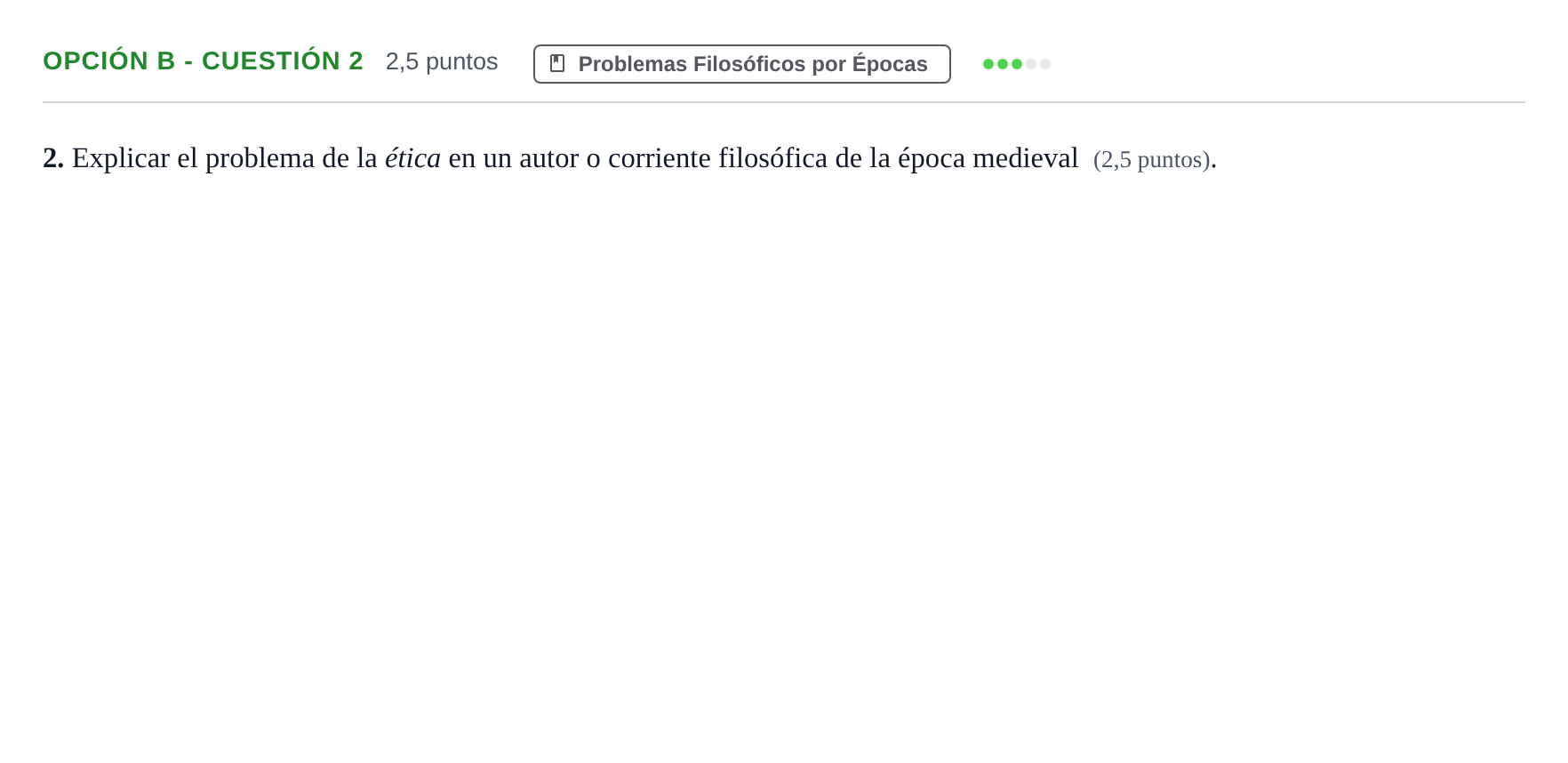 Enunciado: Opción B - Cuestión 2 · Historia de la Filosofía PAU Madrid Modelo 2018